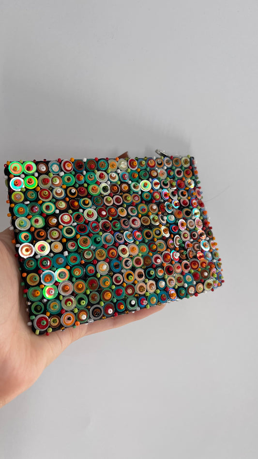 Vintage Beaded Layered Sequin Colorful Pouch