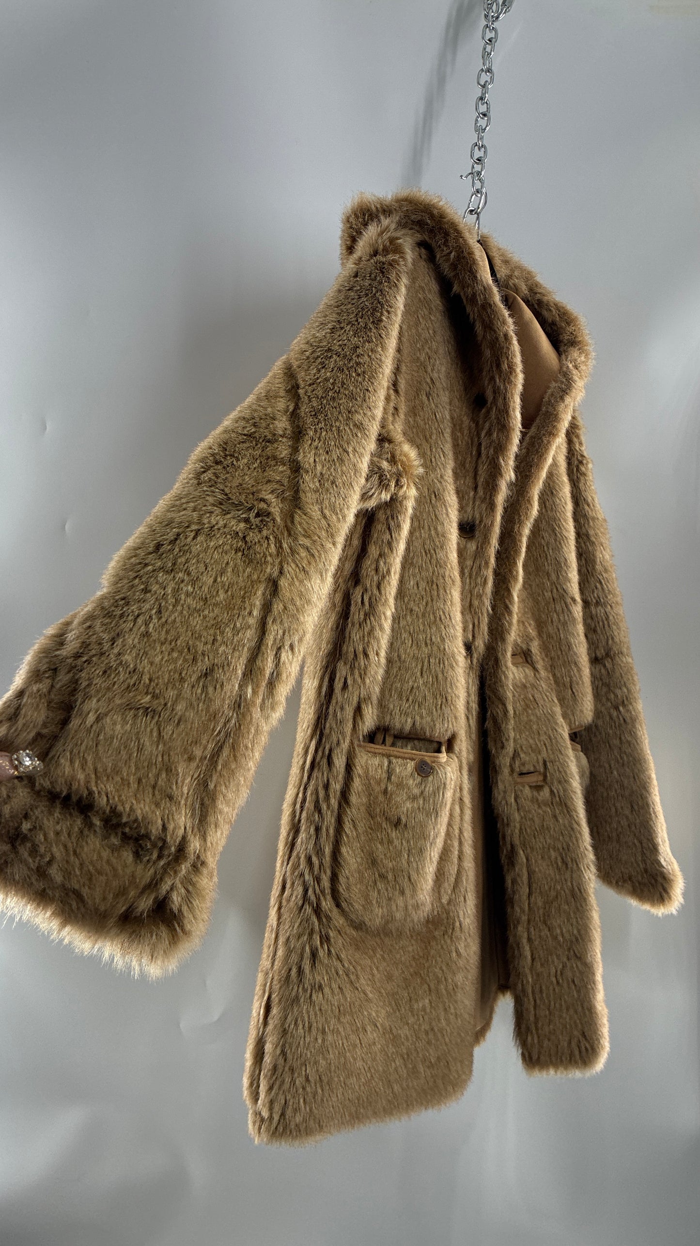 Vintage JONES NEW YORK Reversible Fur and Vegan Suede Coat (Small)