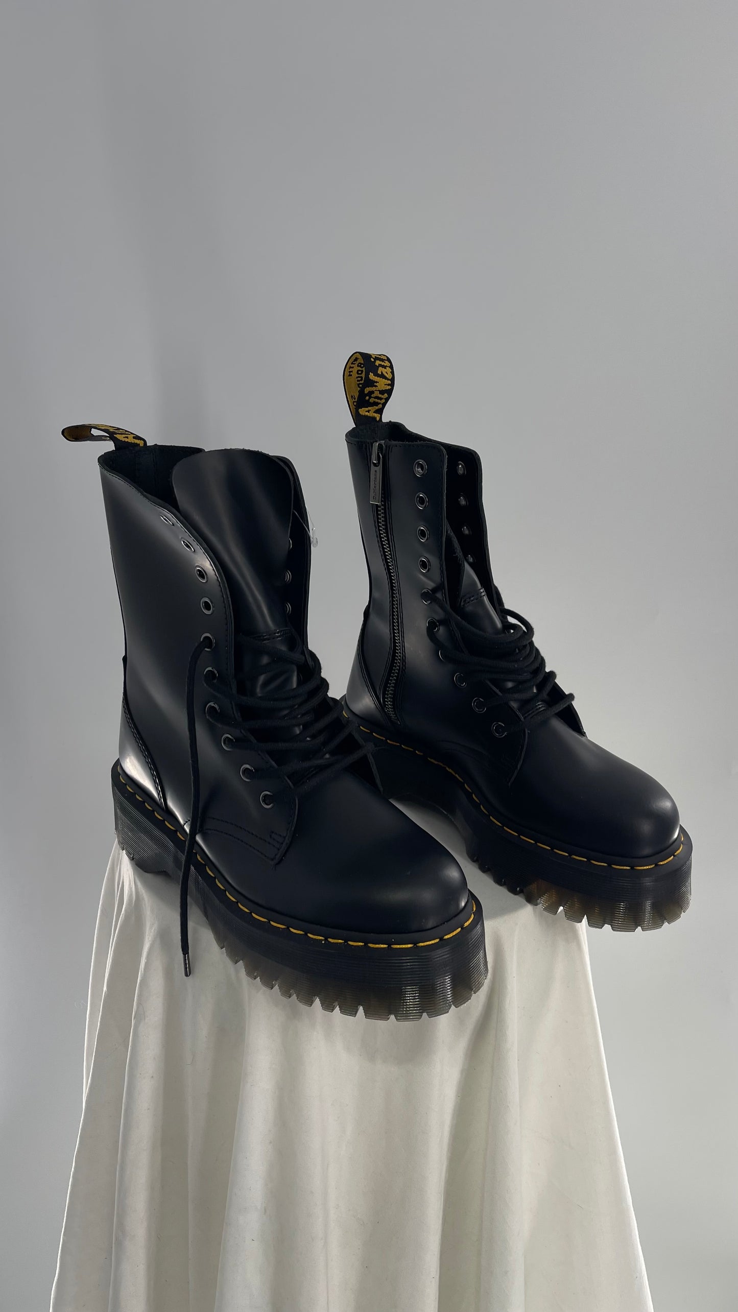 Doc Martens JADON HI Black Patent Leather Platform Boots (8)