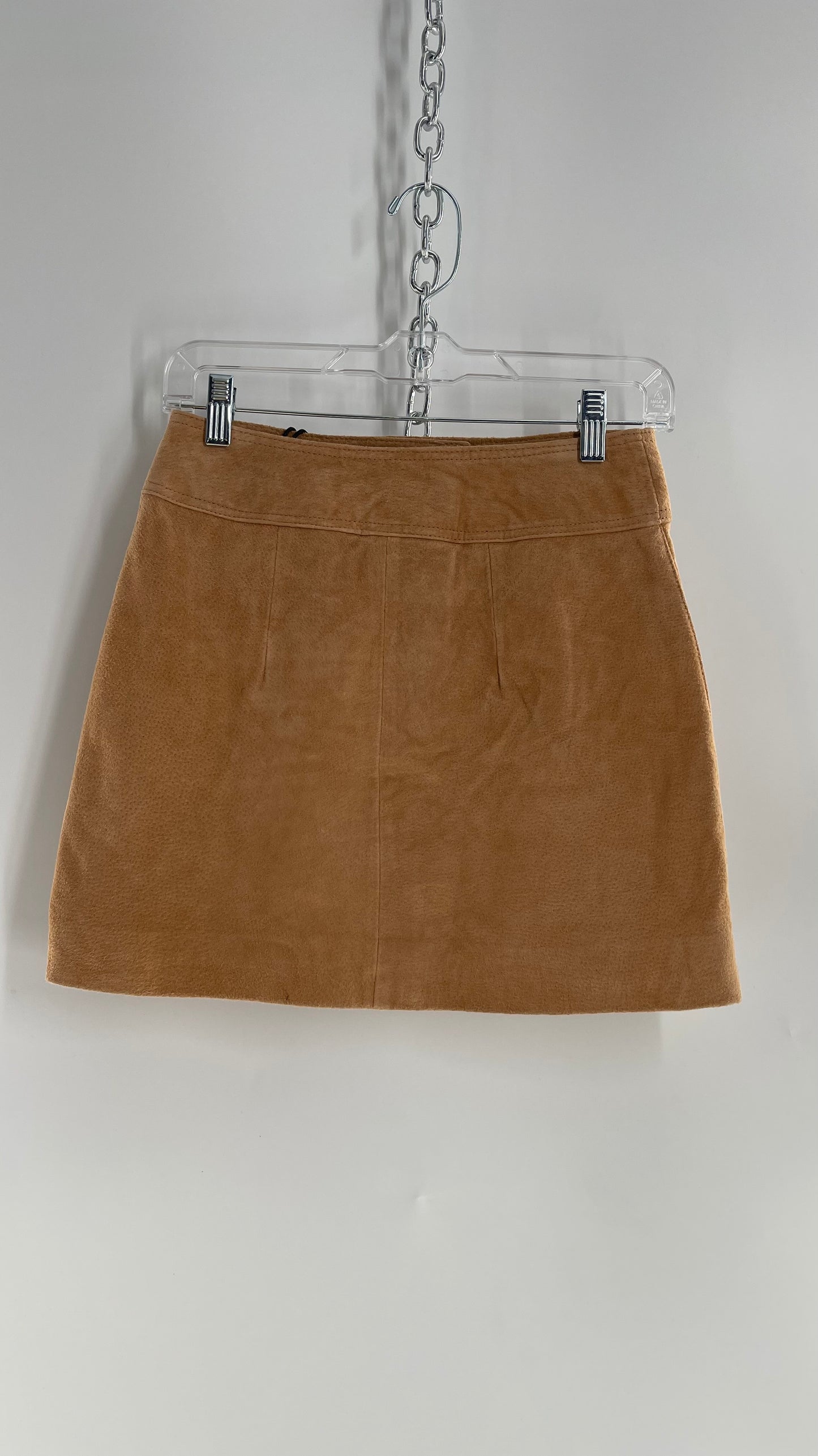 BLANKNYC Camel Toned Suede Skirt with Side Closure Belt with Tags Attached (24)