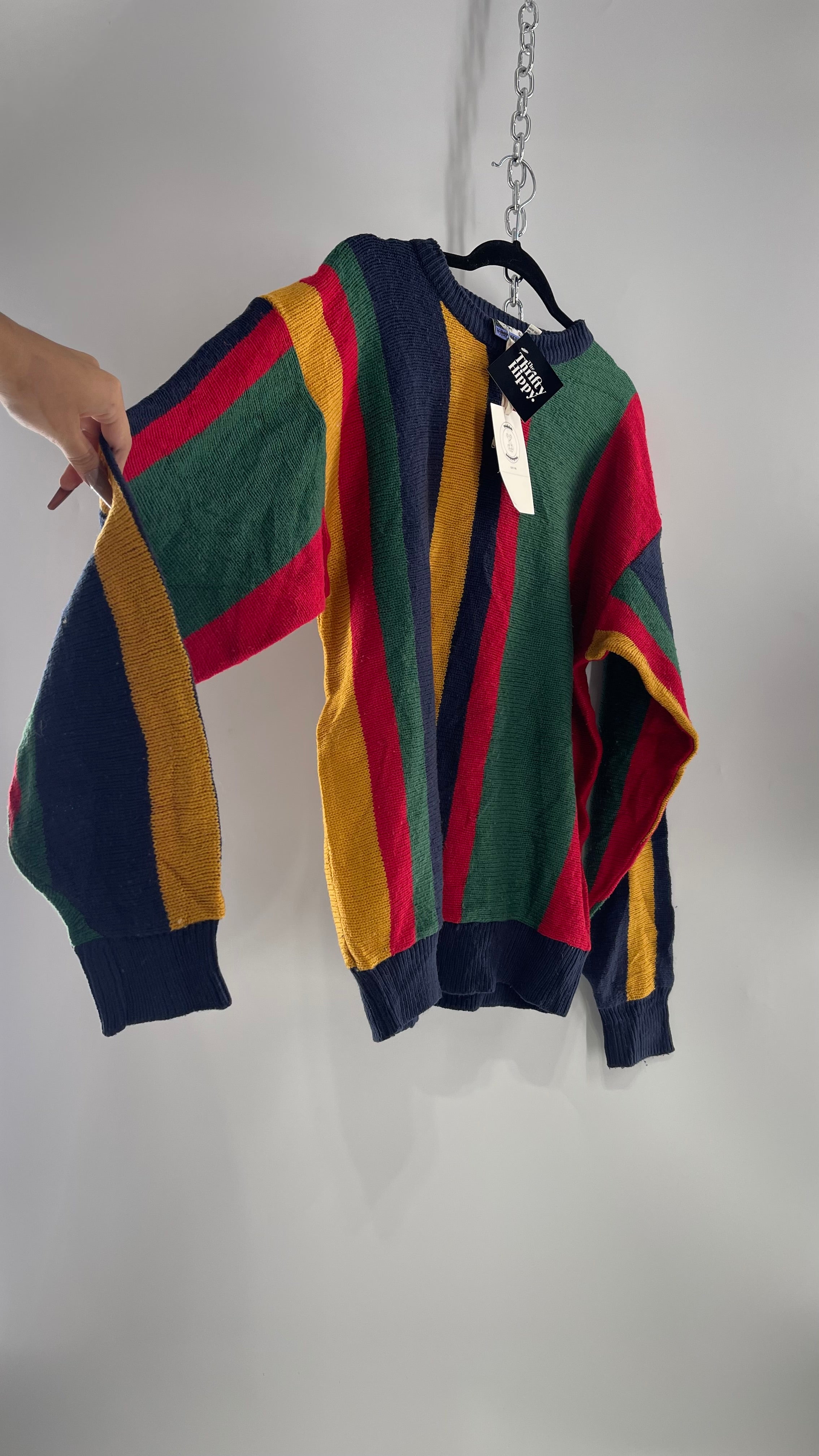 Urban Outfitters Renewal 80s Primary Colors Striped Sweater Large The Thrifty Hippy