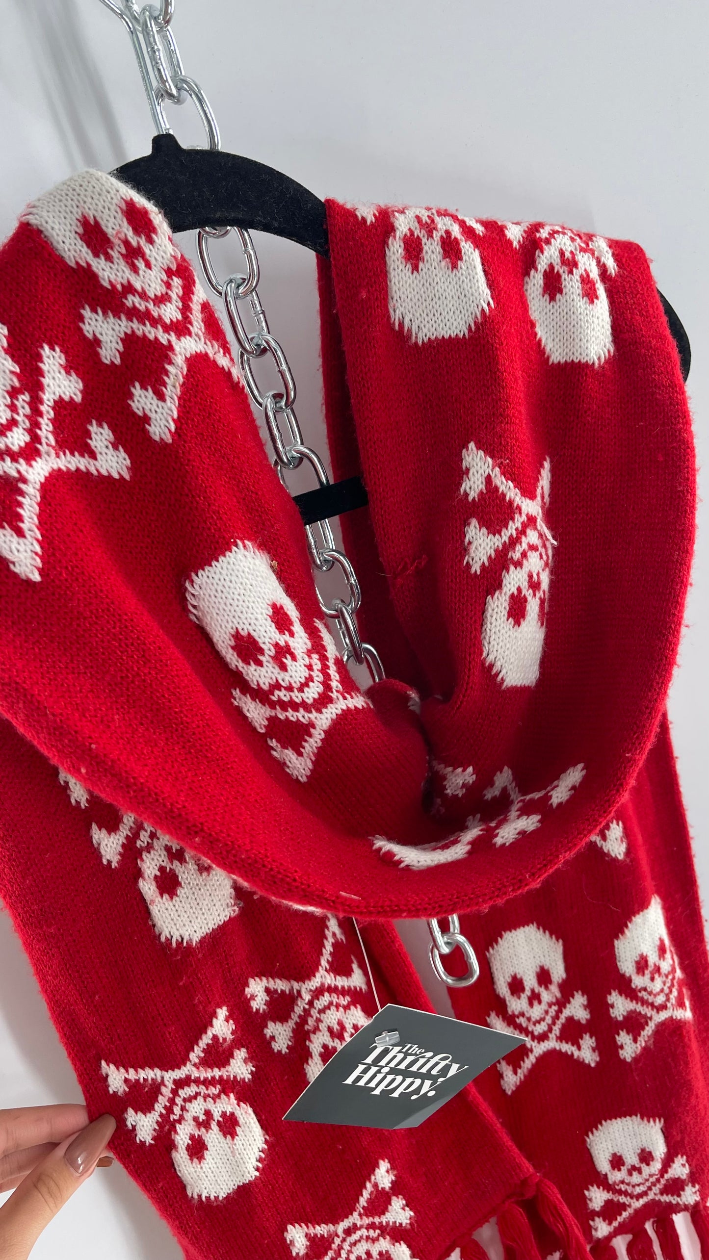 Emo Raggedy Red Skull Scarf (C)