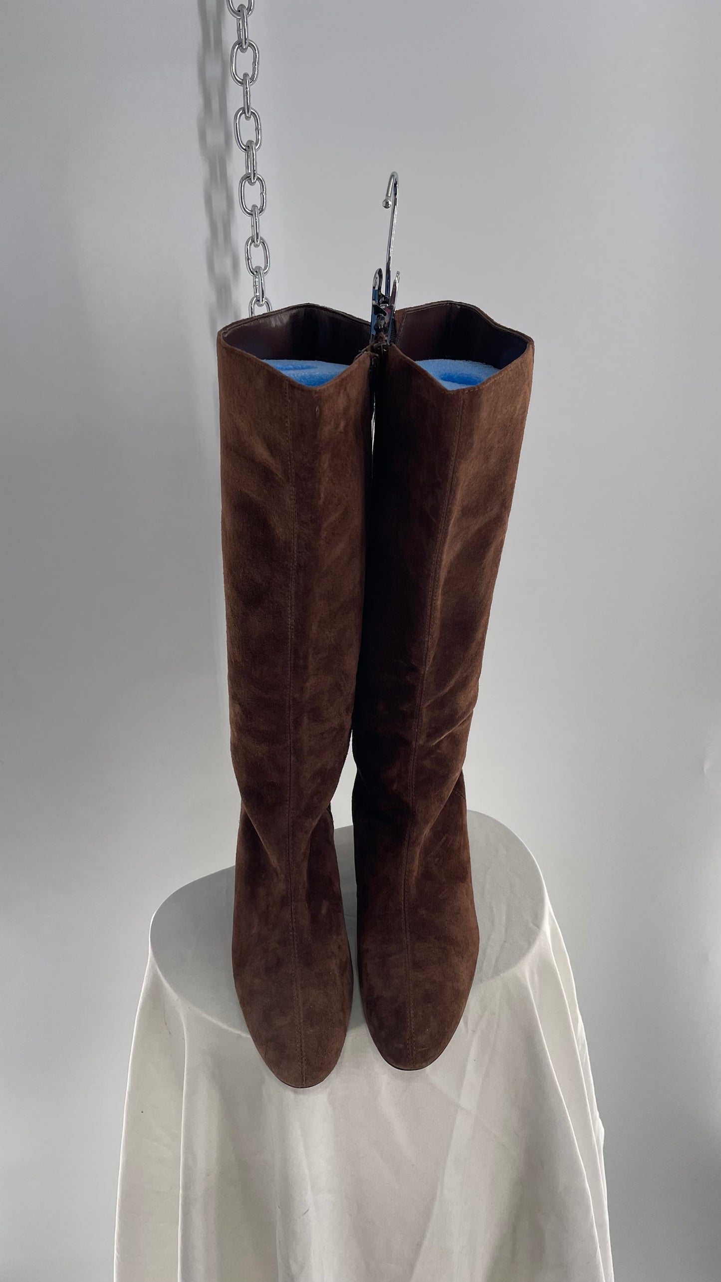 Vintage BIJOU Micro Heel Brown Suede Leather Tall Boot (7.5)