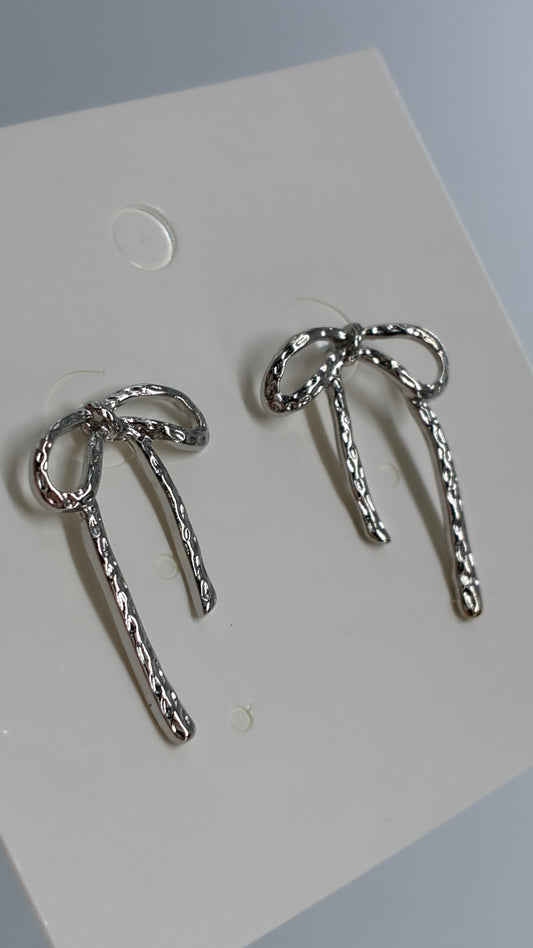Silver Bow Earrings