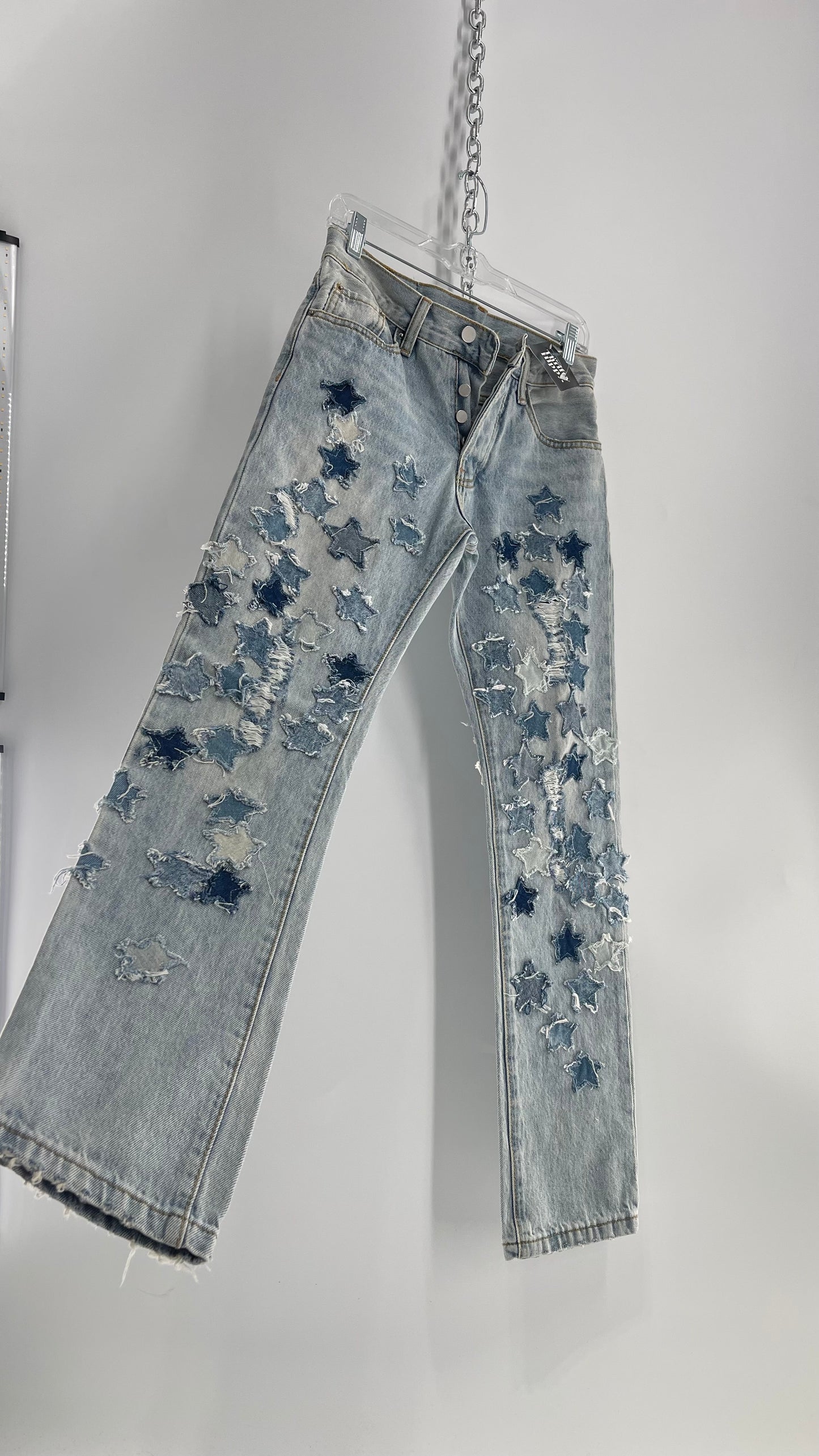 mnml Light Wash Jeans with Mixed Tone Jean Stars (28)