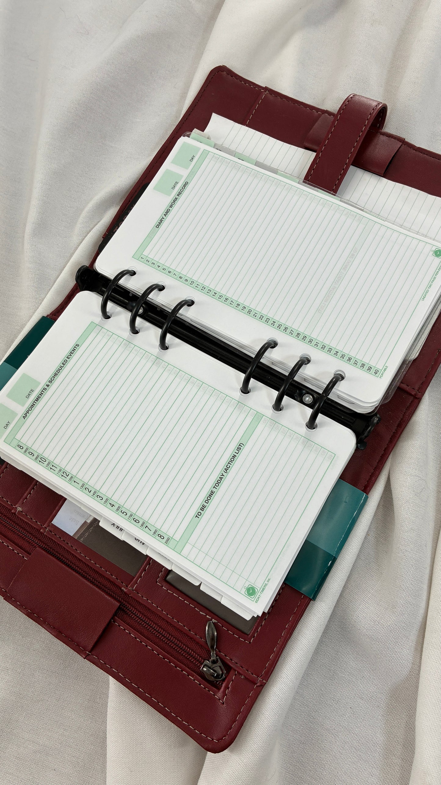 Vintage Red Leather Daily Planner/Organizer