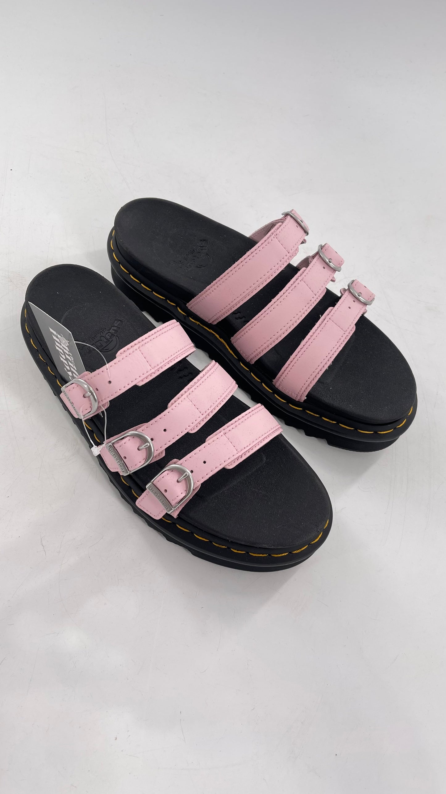 Dr. Martens Baby Pink Strappy Platform Sandal with Heavy Metal Buckle (10)