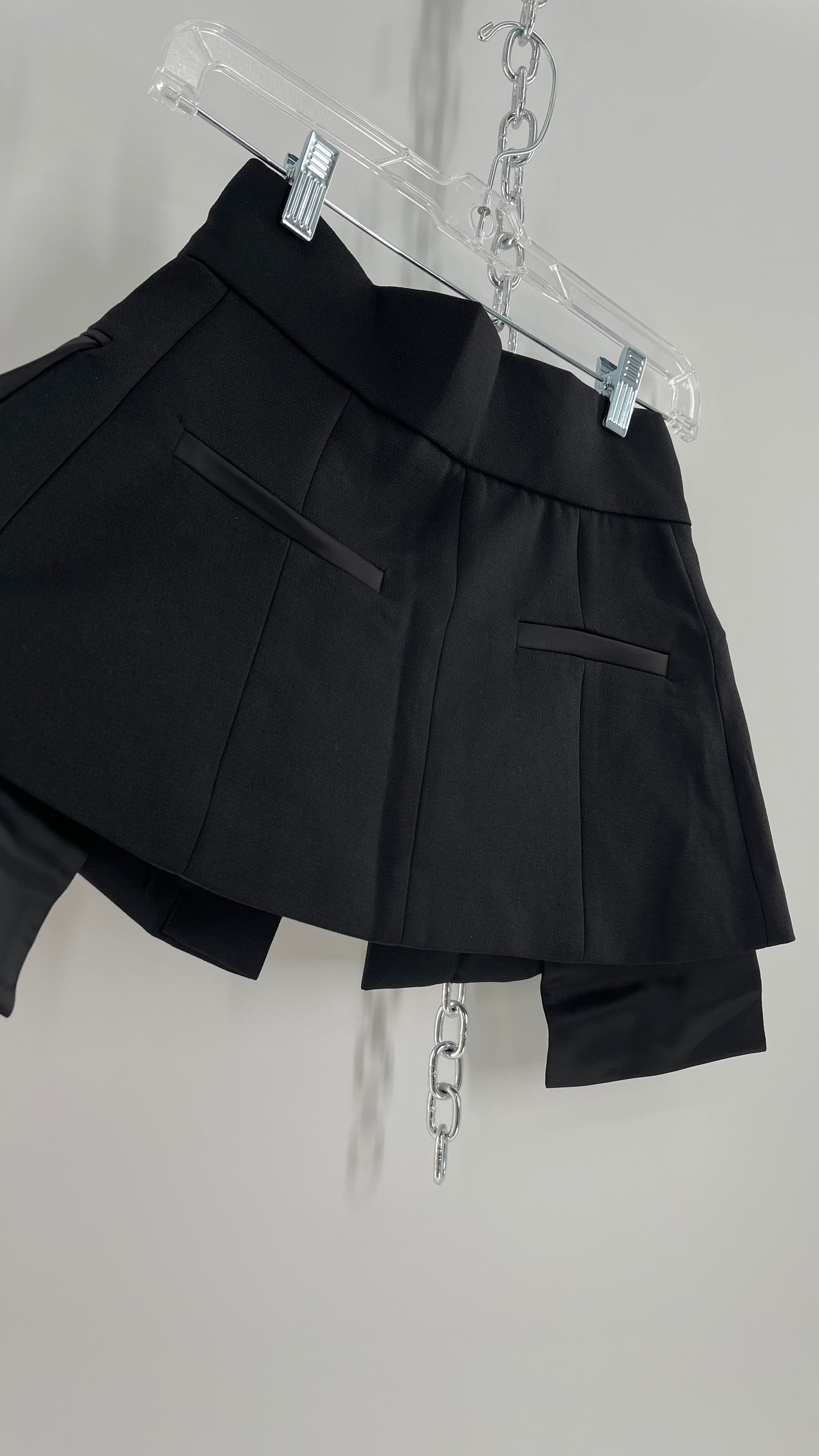 Black Skirt Belt Covered in Crystal Embellishments with Satin Flap Pockets (Medium)