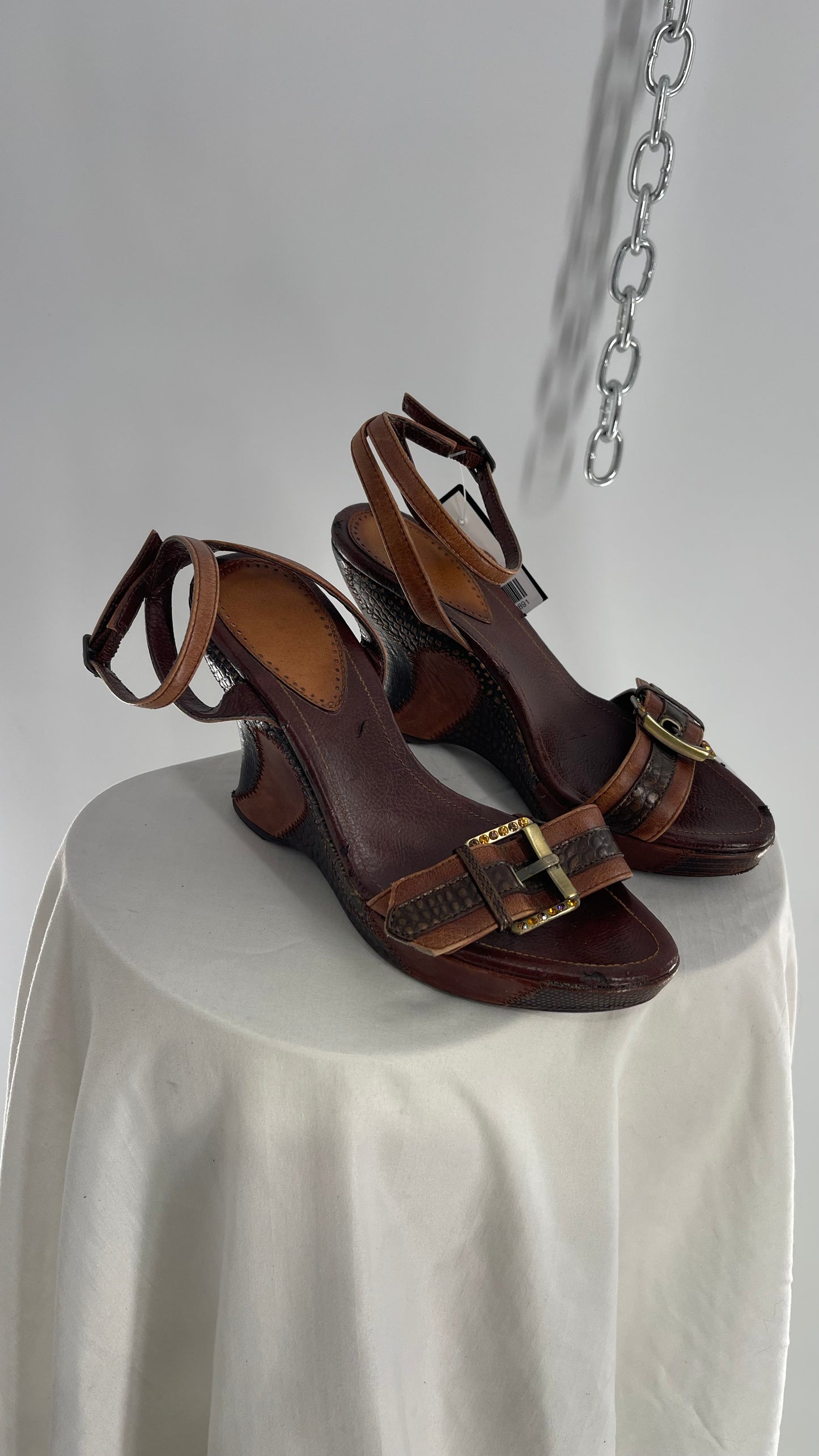 Vintage Hilary Radley Leather Patchwork Buckled Wedges (5)