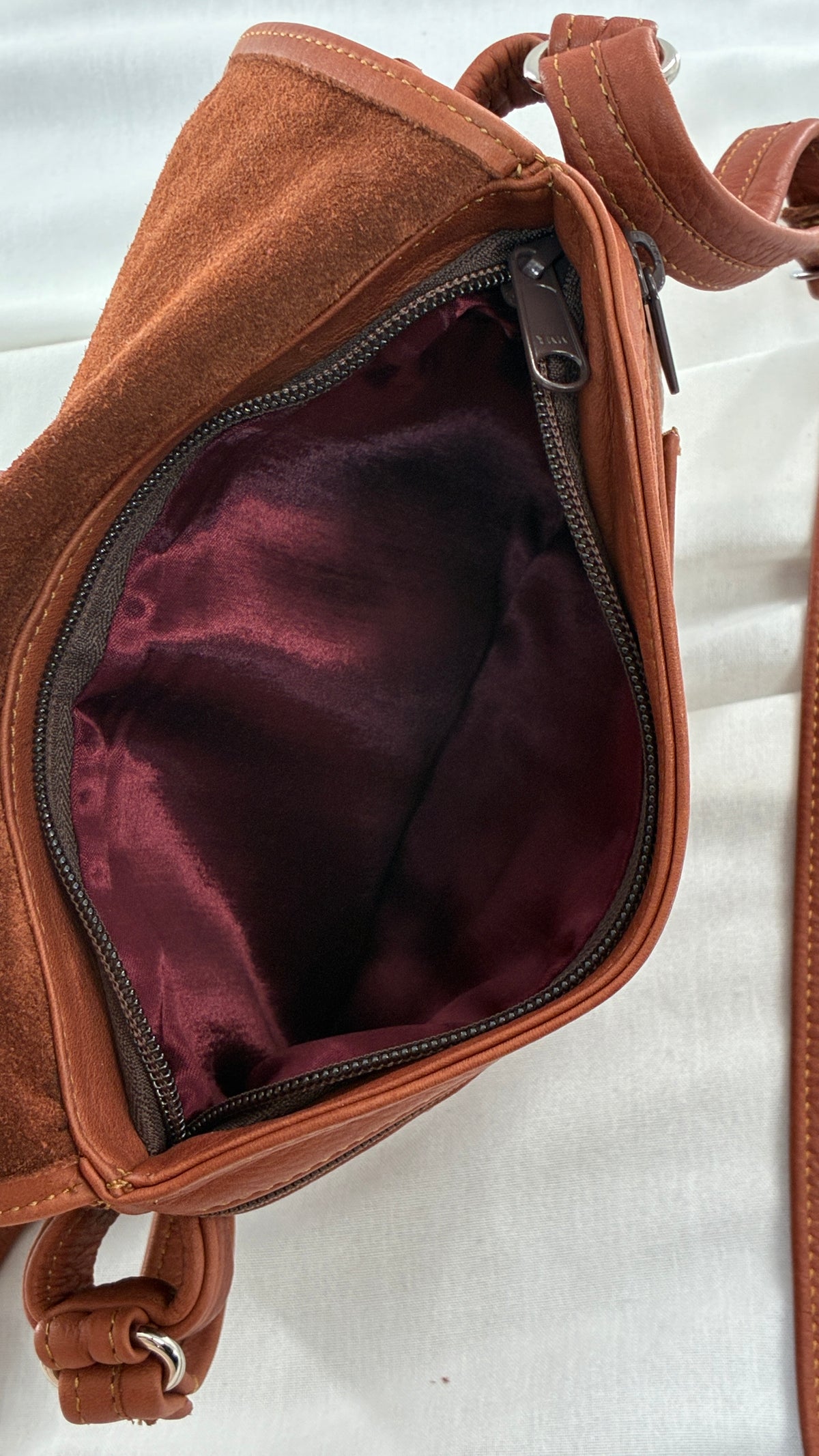 ELIE Genuine Leather Tulip Jr Handbag with Multiple Sections and Zippered Pockets