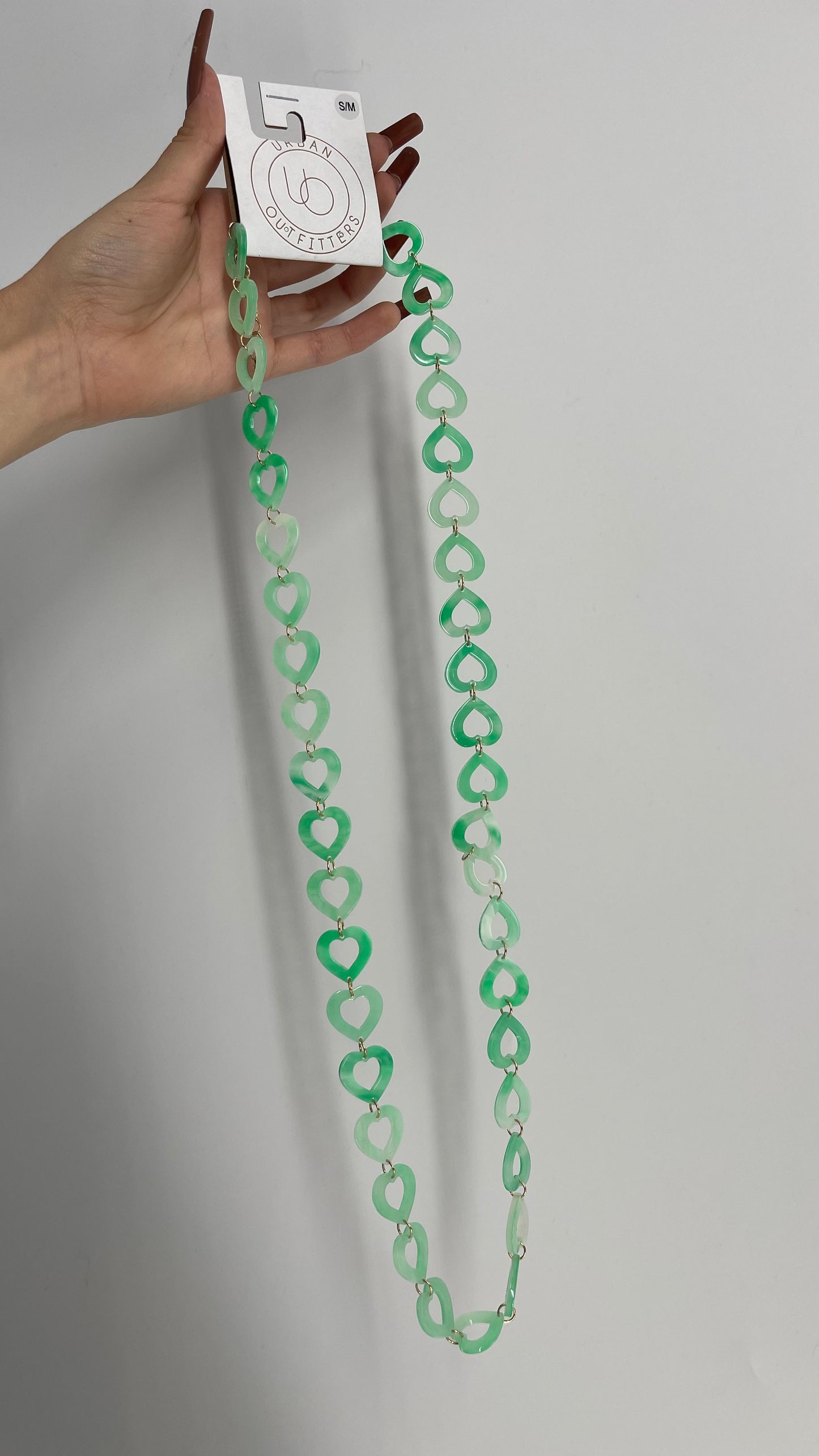 Urban Outfitters Green Chained Hearts Necklace/Waist Chain with Tags Attached (S/M)