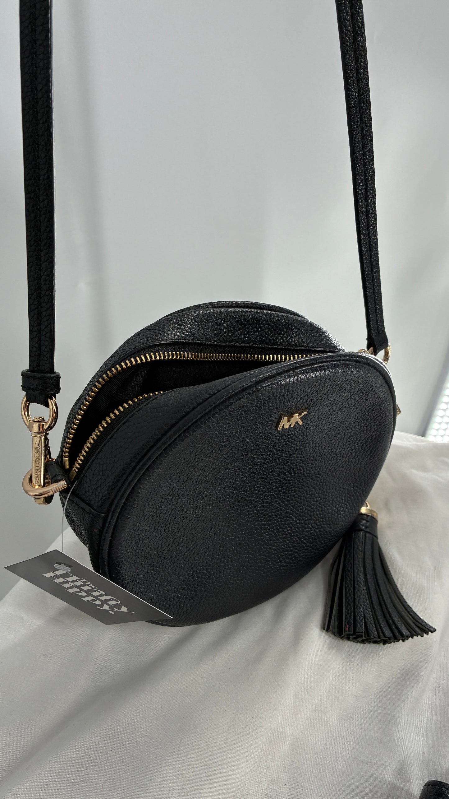 Michael Kors Black Round Crossbody Purse and Matching Wallet