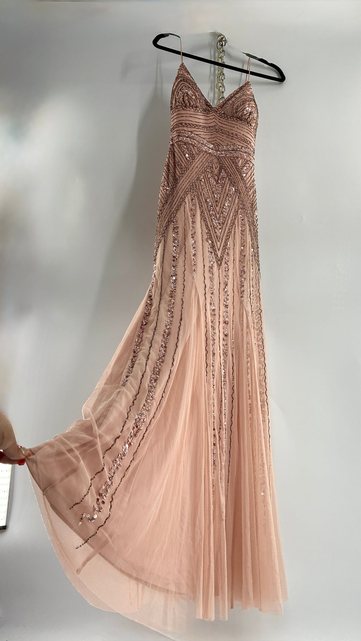 Vintage MARINA Dusty Pink Beaded Gown (2)