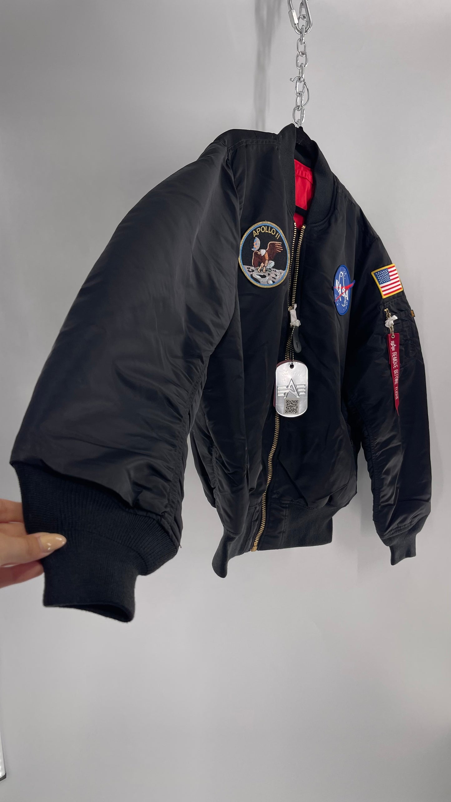 NASA Black Bomber Jacket with Tons of Patches Never Worn with Tags (XXL)