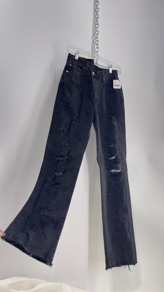 Free People Grey/Black Distressed Jeans with Tags Attached (24)