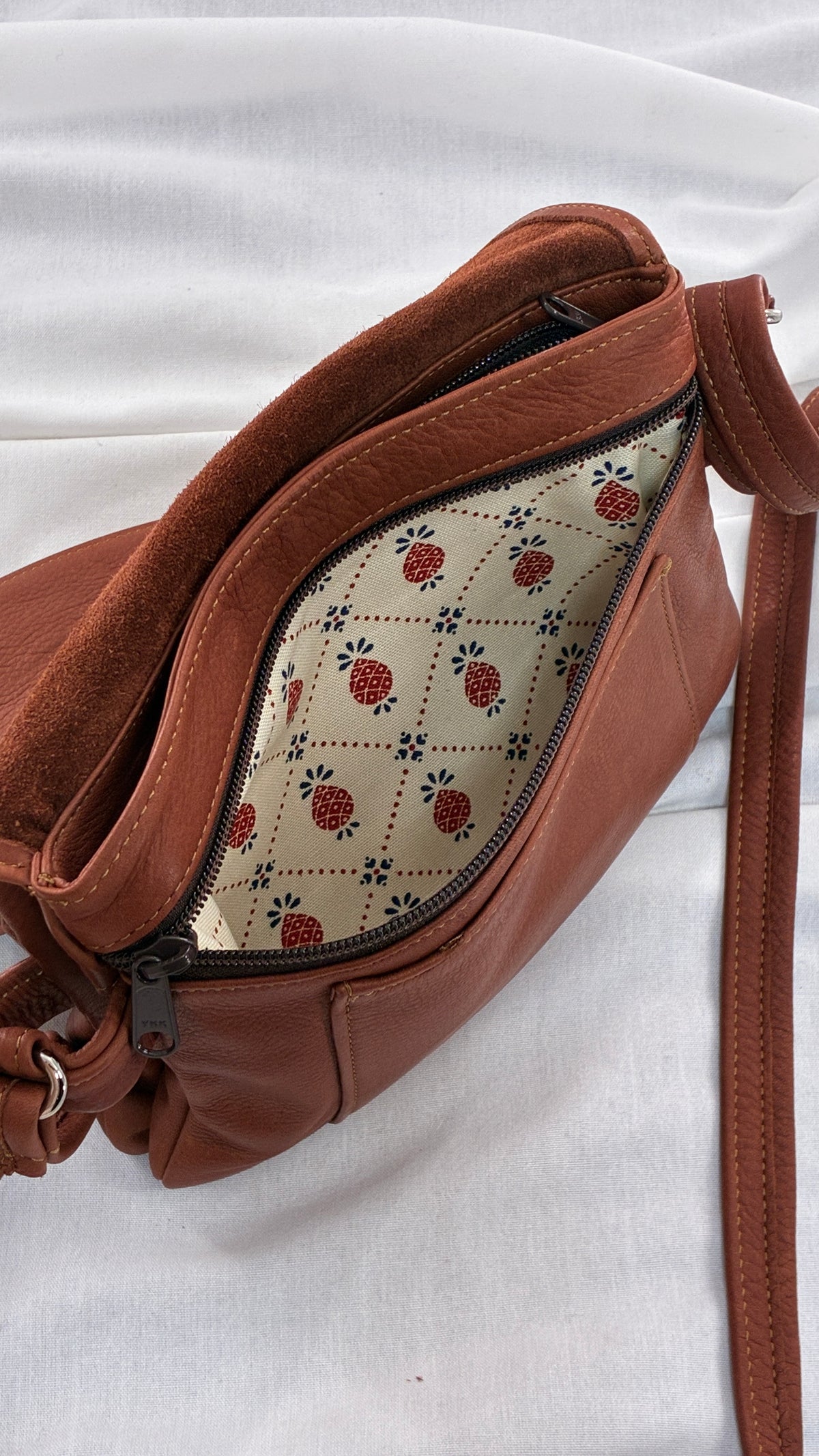 ELIE Genuine Leather Tulip Jr Handbag with Multiple Sections and Zippered Pockets