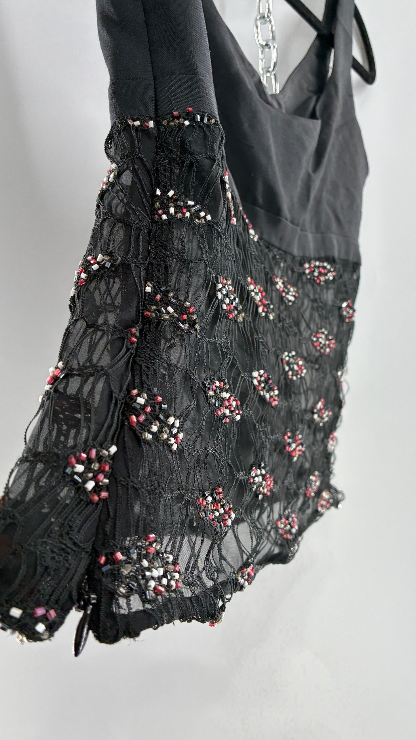 Vintage MULTI by Bree Linen Bust, Webbed Mesh Bodice Sleeveless with Beaded Details (4)