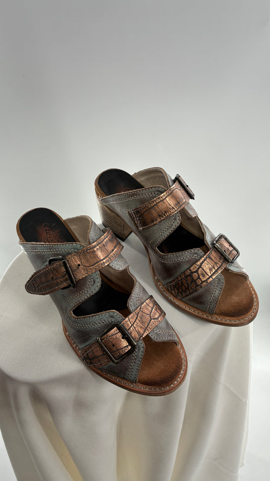 Free Bird Caprice Leather Sandal with Bronze Embossed Straps and Stamped Sole Made in Mexico (7)