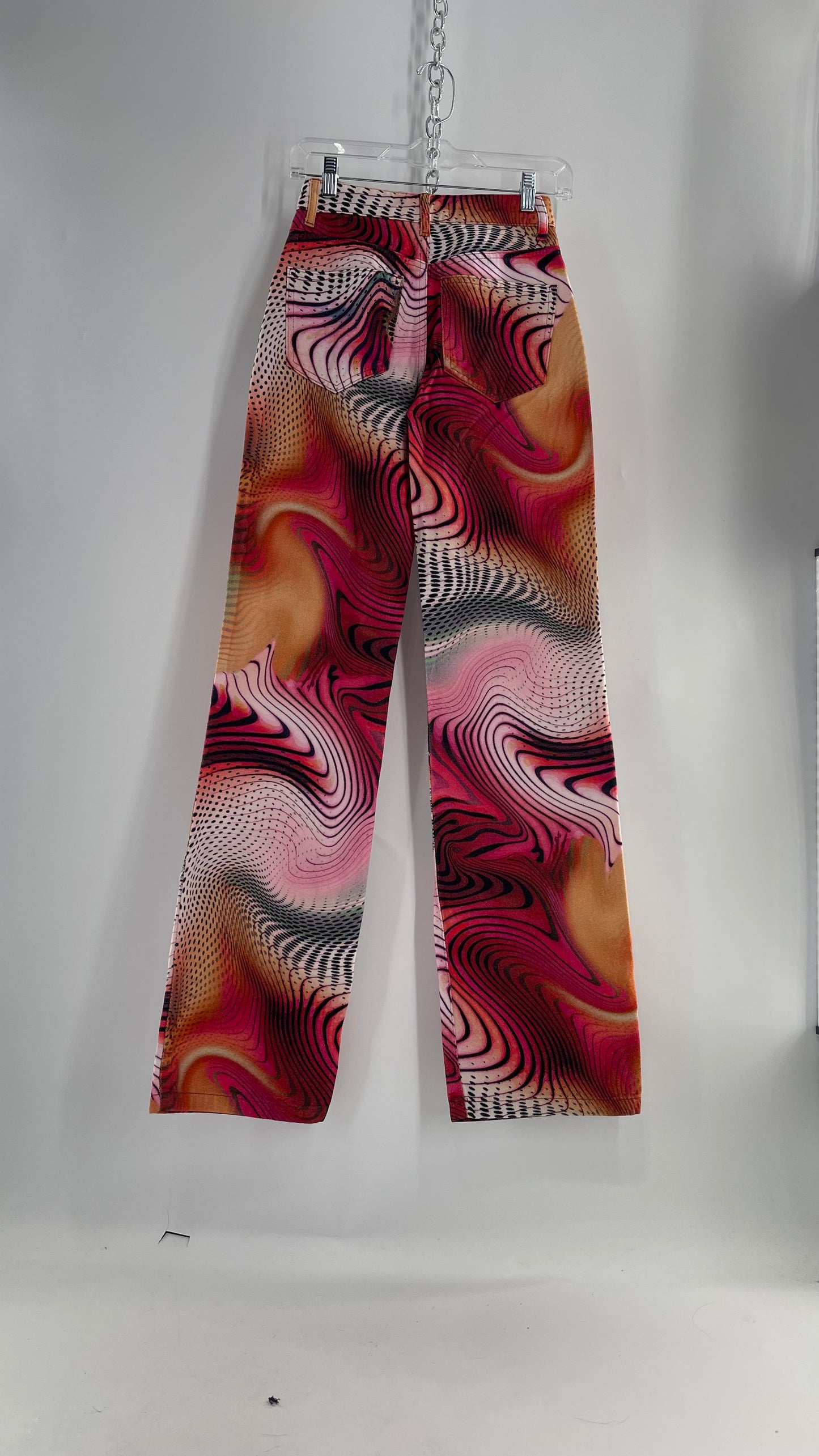 Jaded London Wavy Psychedelic Patterned Jeans Pink/Orange/Black (24)