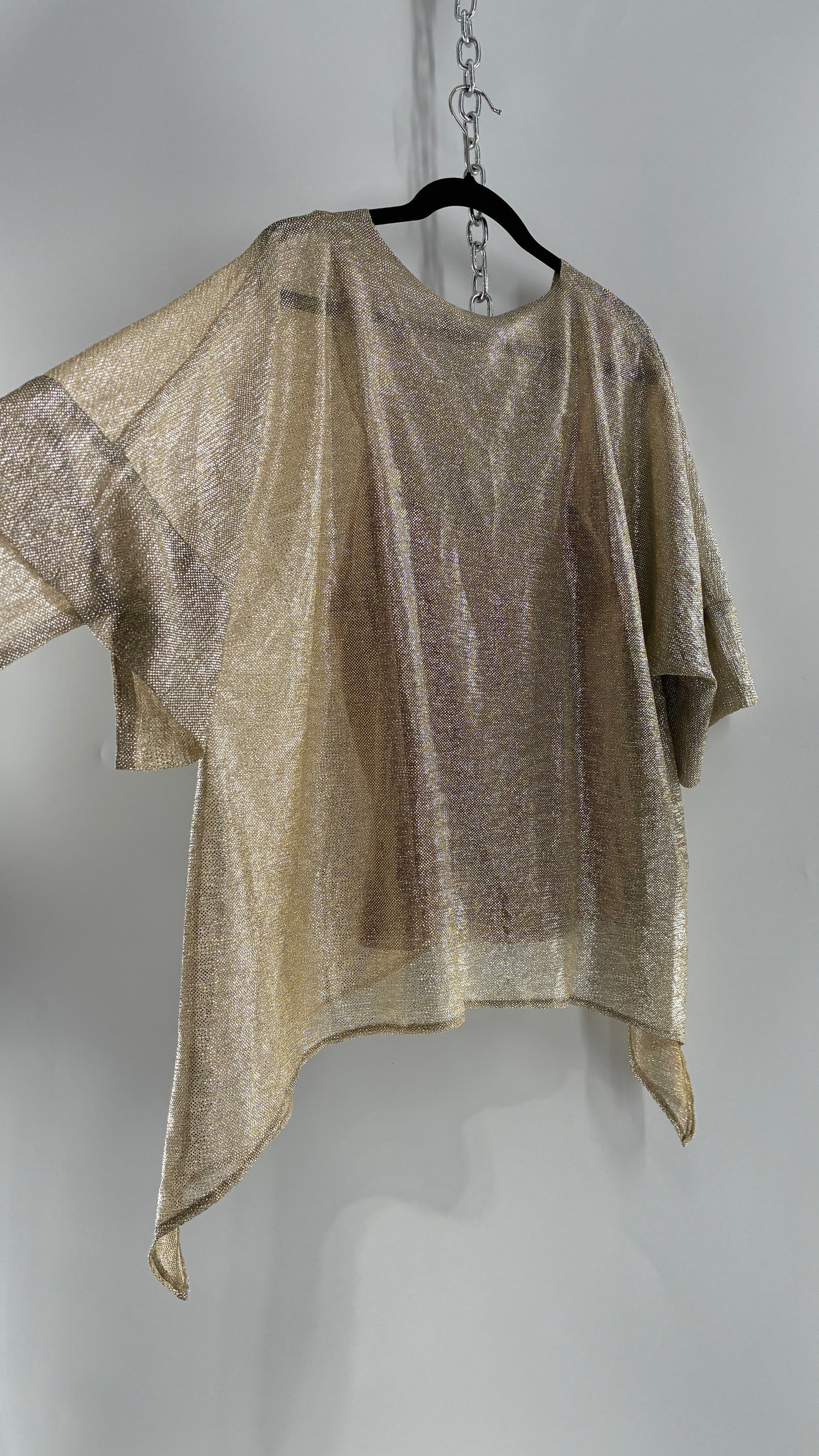 DASH & DOT Gold and Silver Metallic Shimmer Boxy Top with Tags Attached (Medium)