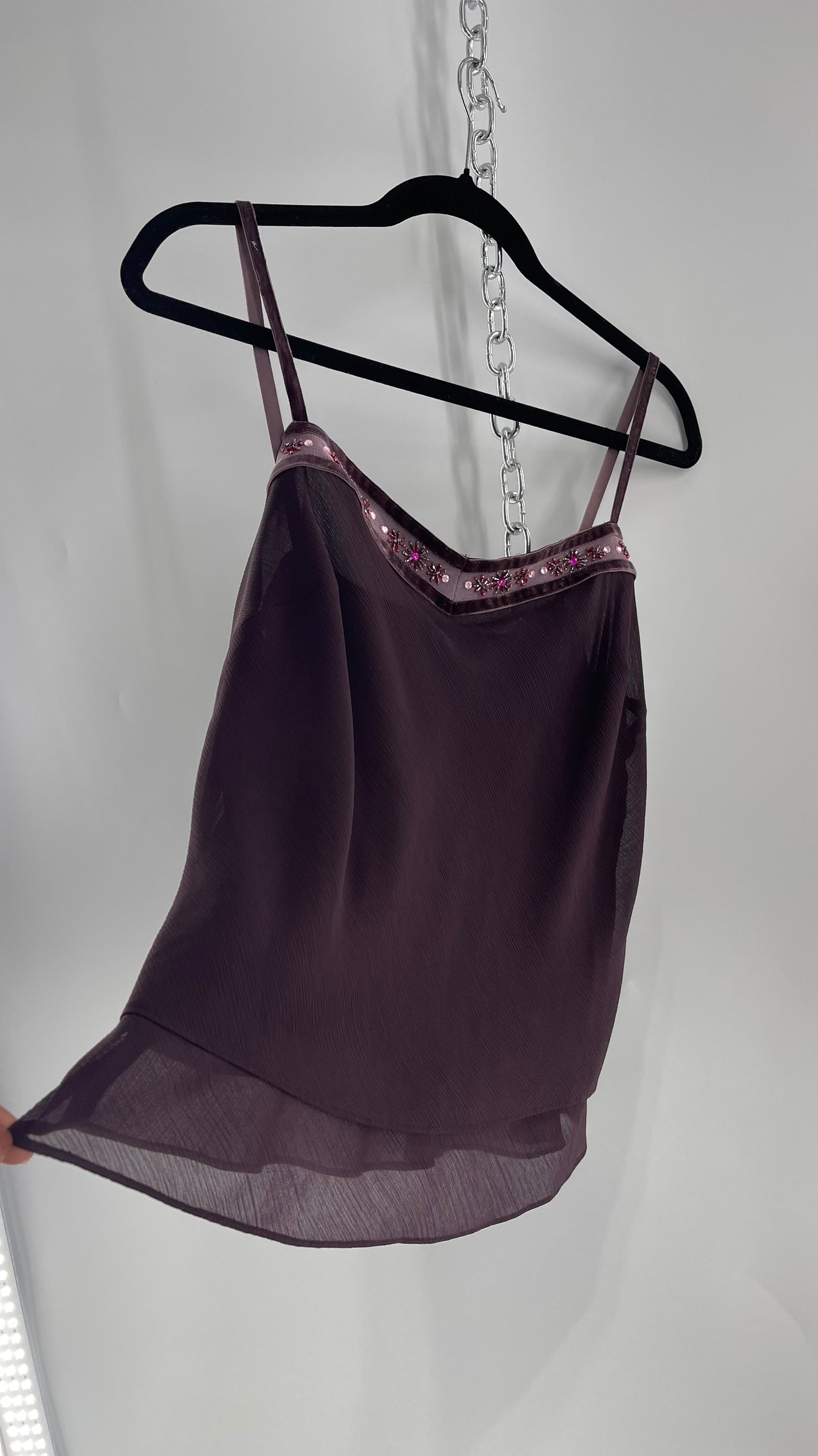 Vintage Plum Tank with Beaded Velvet Lace Neckline (8)