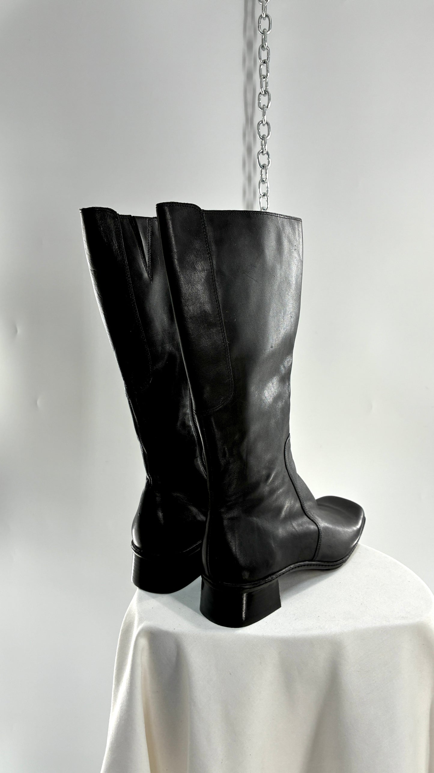 Vintage BANDOLINO 1990s Black Square Toe Boots (9.5)