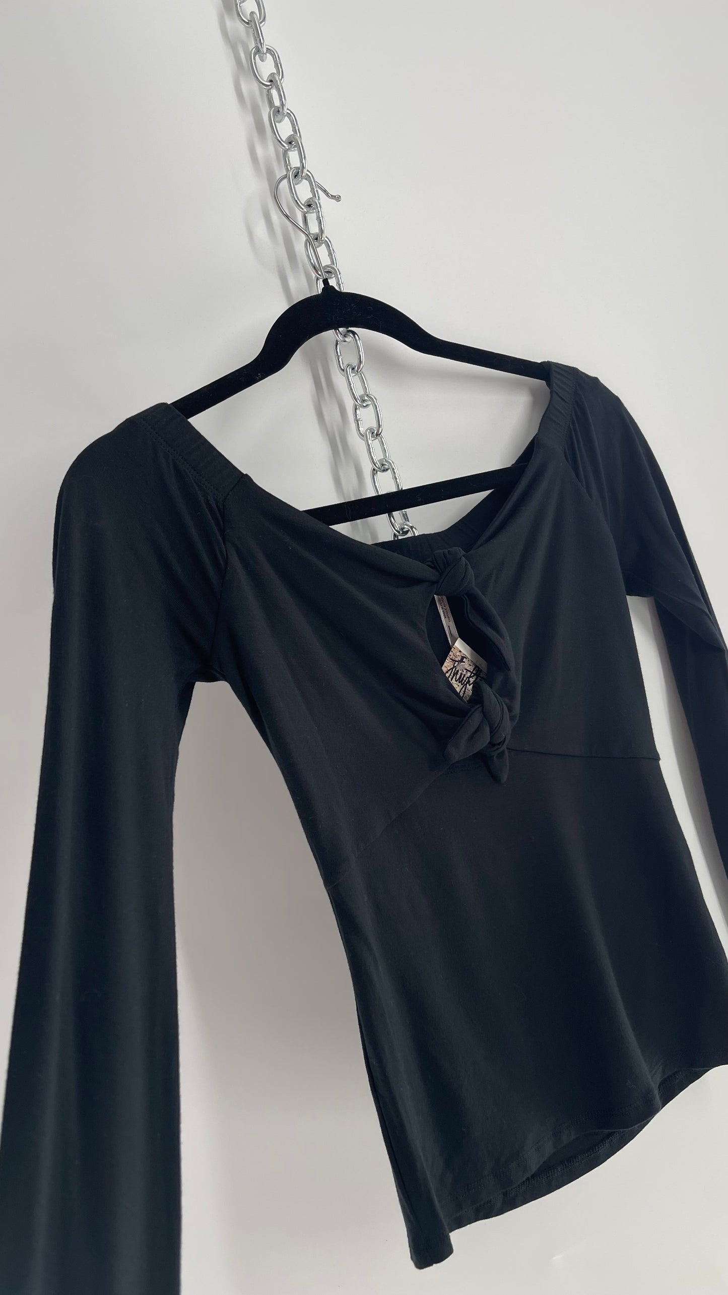 Free People Black Tie Bust Long Sleeve (XS)