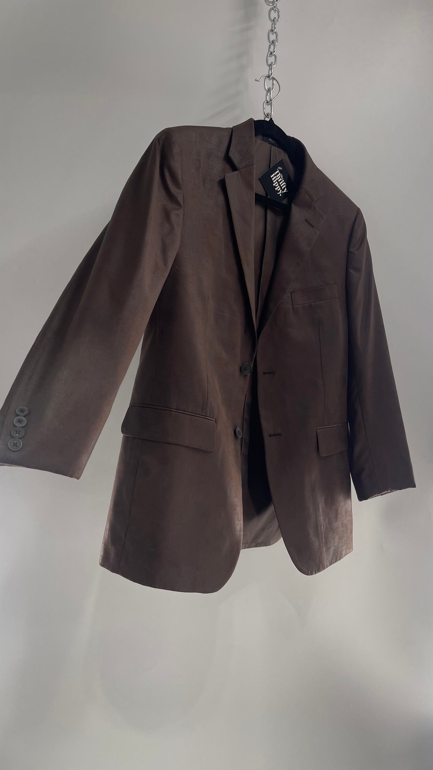 J.FERRAR Vegan Leather Brown Blazer (M/L)