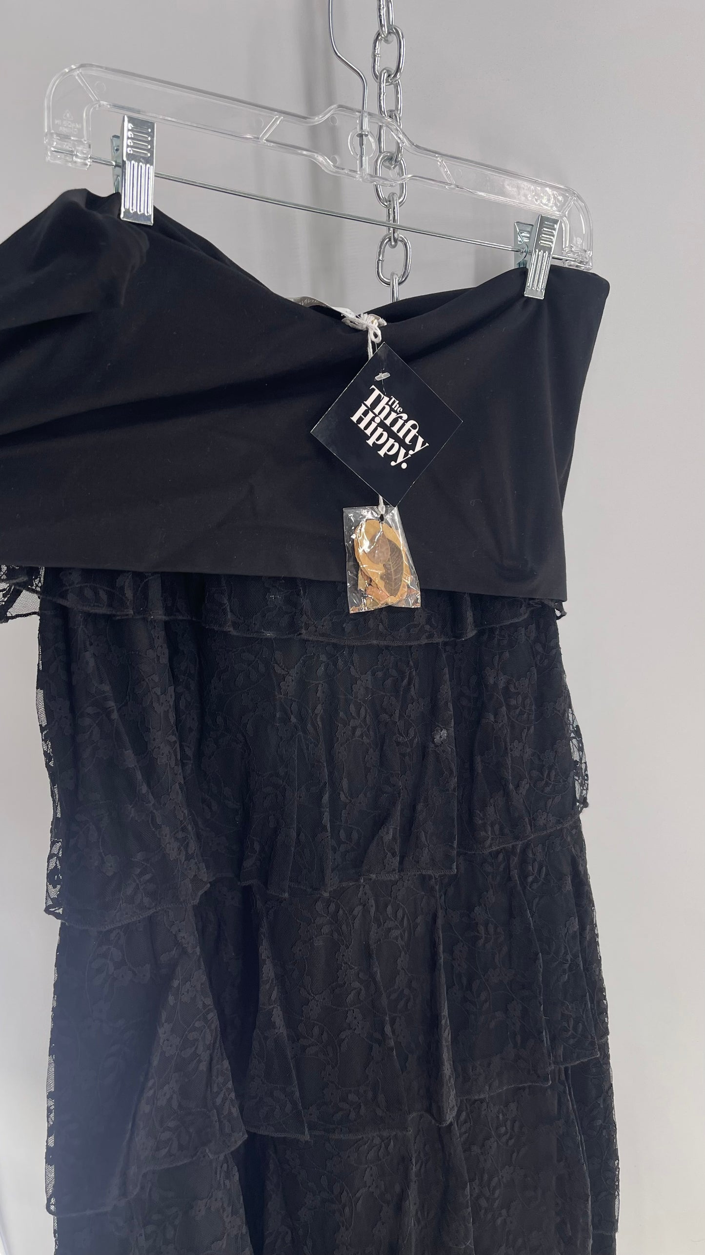 Anne Fontaine Vintage Black Layered Lace Ruffle Dress/Skirt with Tags Attached (40)