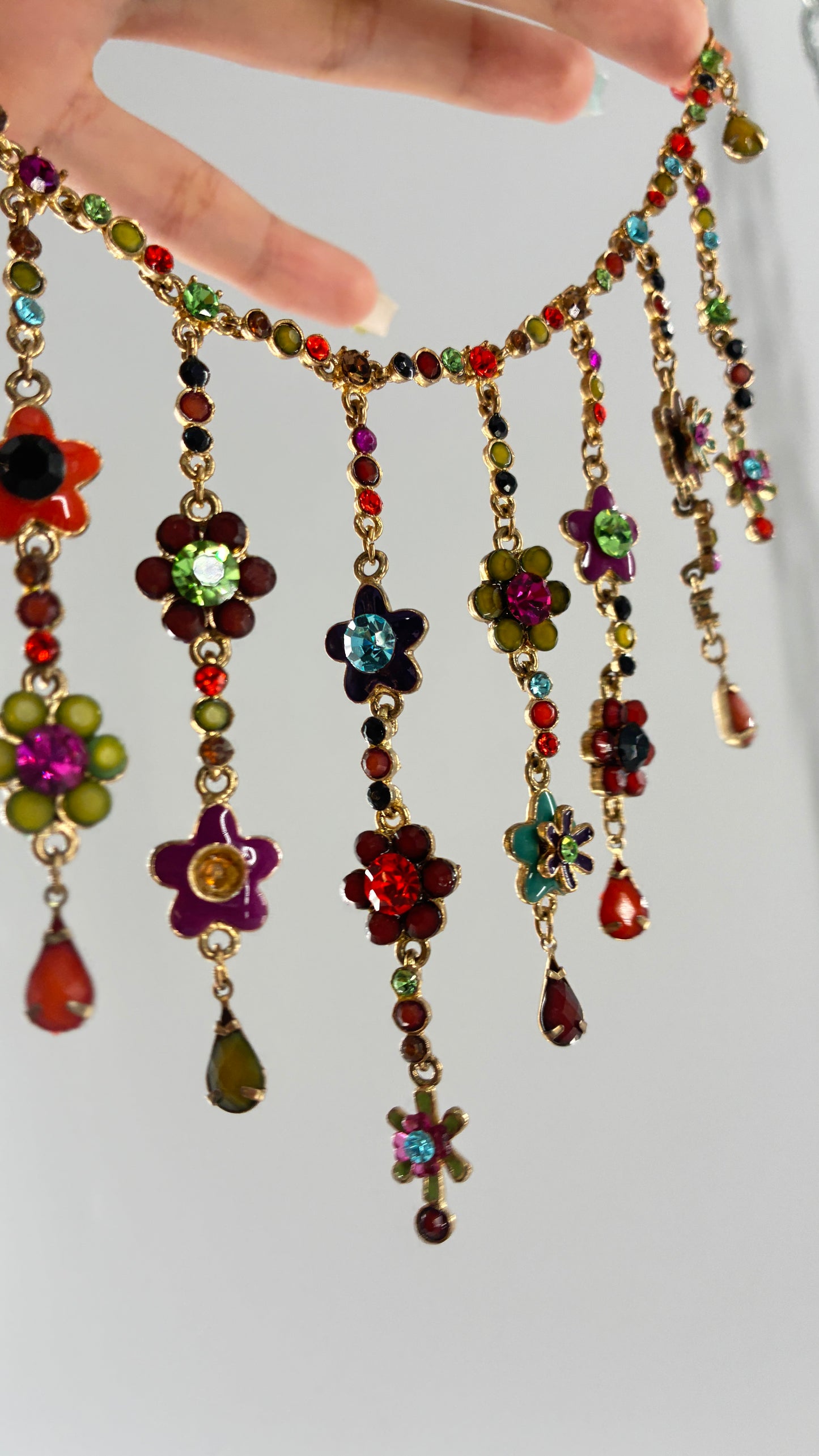 Vintage MICHAEL NEGRIN f Cascading Florals Gemstone Necklace