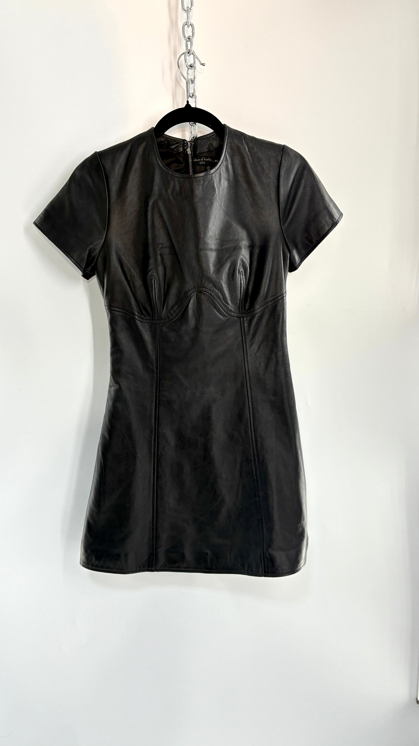HOUSE of HARLOW X REVOLVE Genuine Leather Underbust Seam, Bodycon Mini Dress (Small)