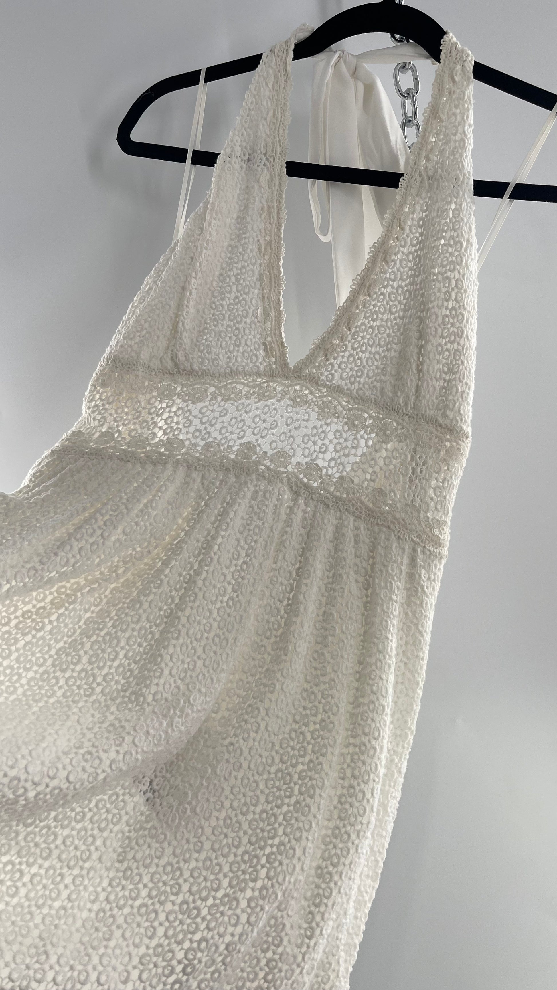 Free People 50s Style White Lace Halter Circle Skirt Dress (12) Free People 50s Style White Lace Halter Circle Skirt Dress (12)