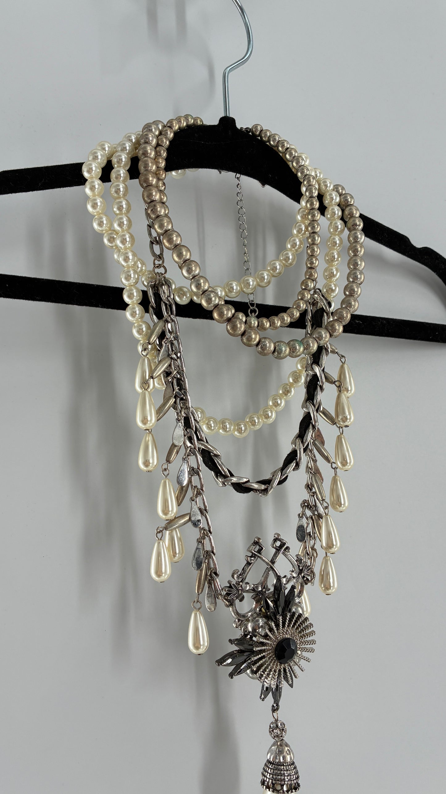 Free People Pearl Multi Layer Stacked Necklace