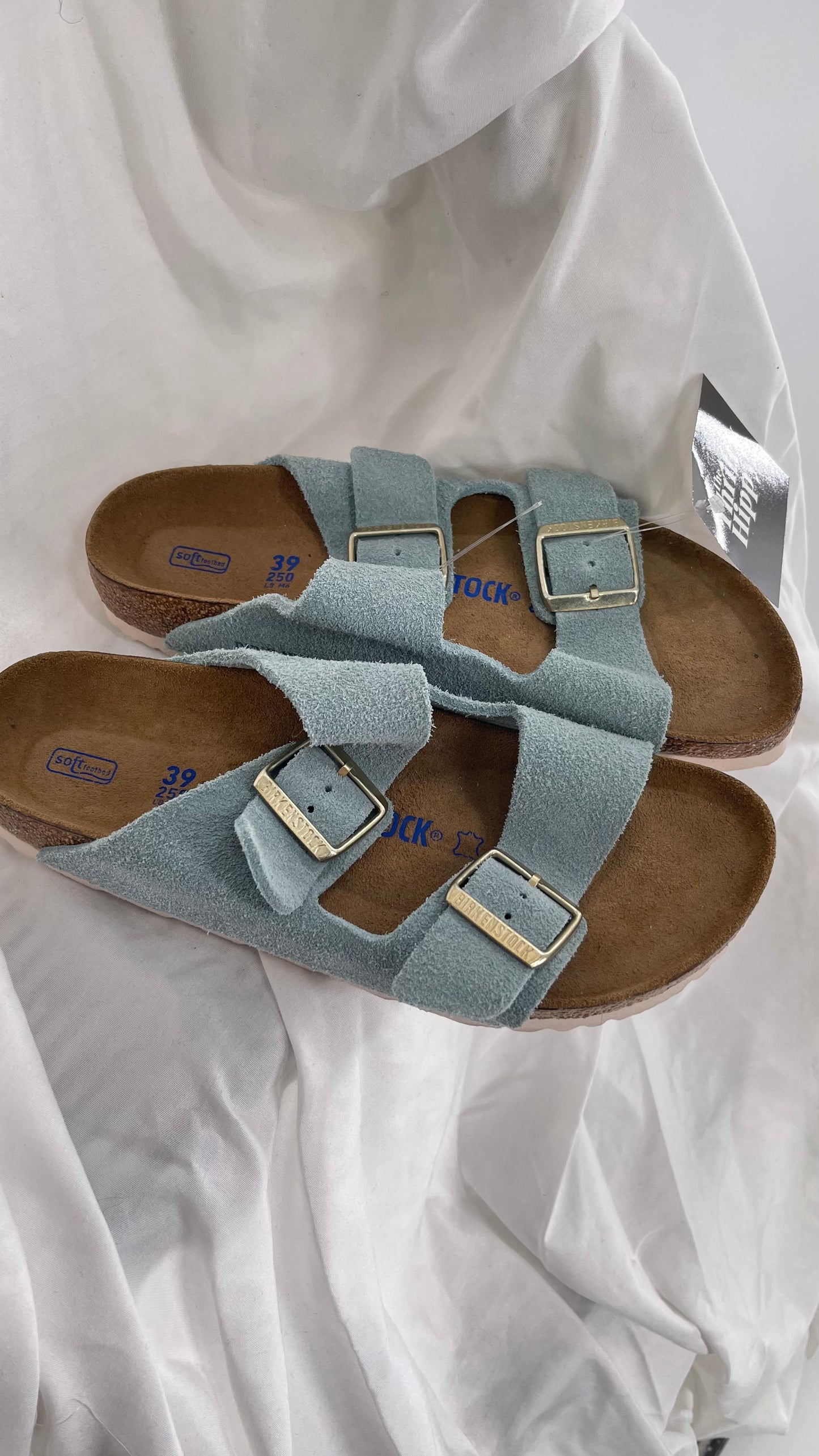 Birkenstock Powder Blue Suede Double Strap Sandal (39/8)