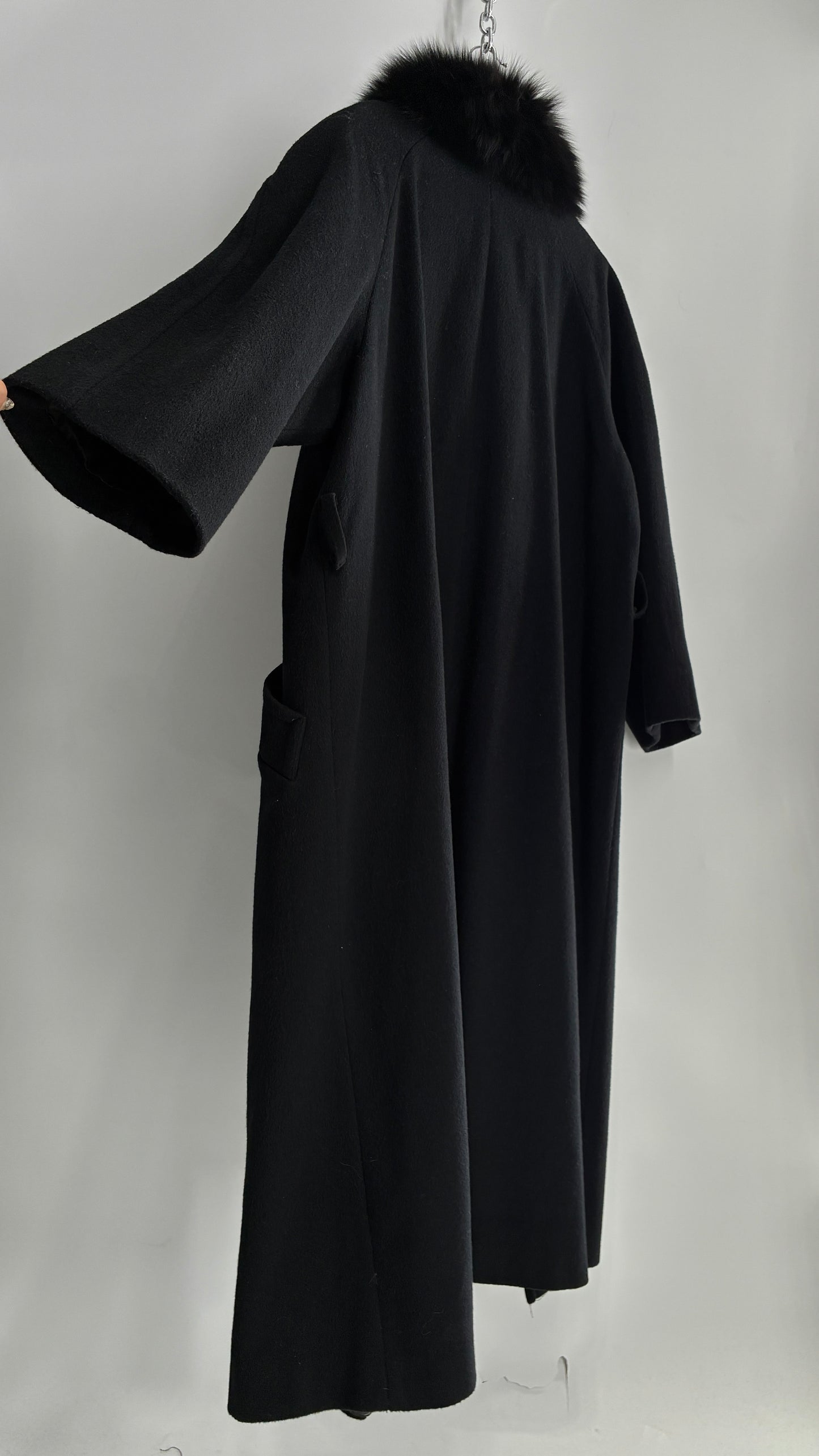 Jonathan Michael Black Full Coat with Genuine Fur Collar (C)(16)