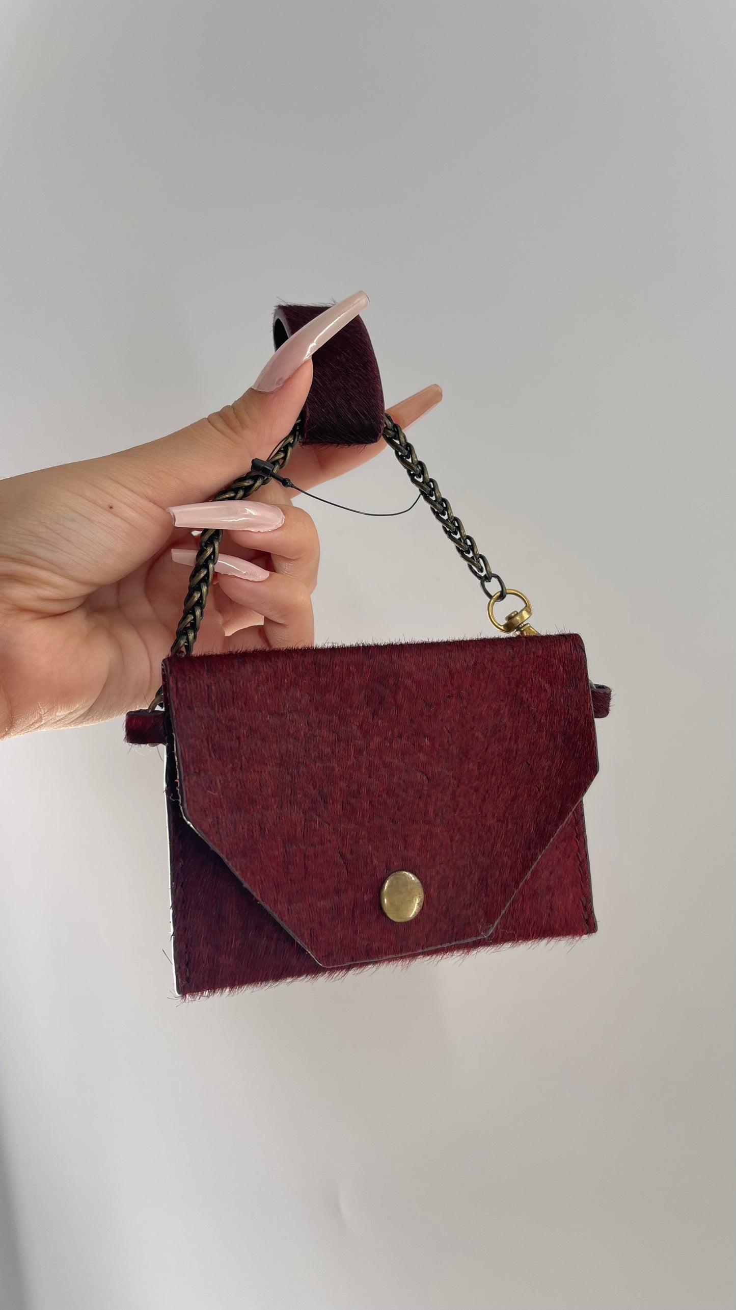 Free People Burgundy Red Leather Hanging Belt Pouch