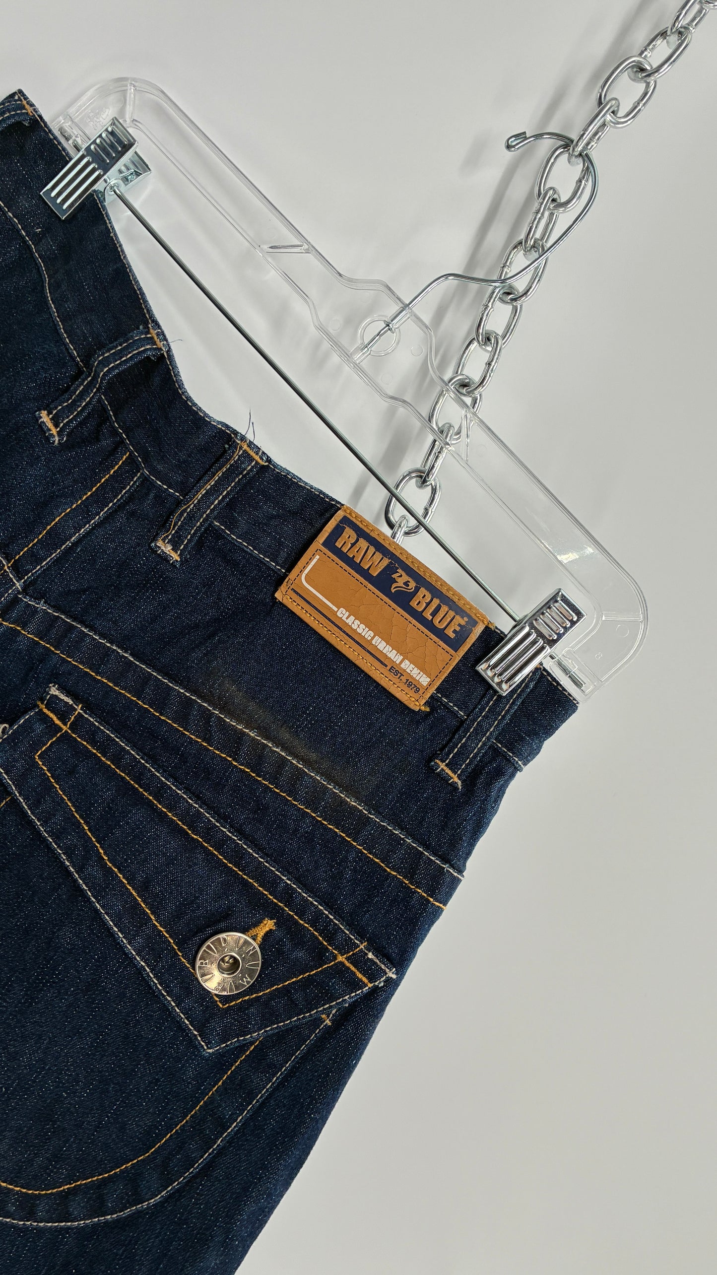 Vintage RAWBLUE Baggy Heavy Denim Wide Legs with AF1 Appliqué (32W/31)