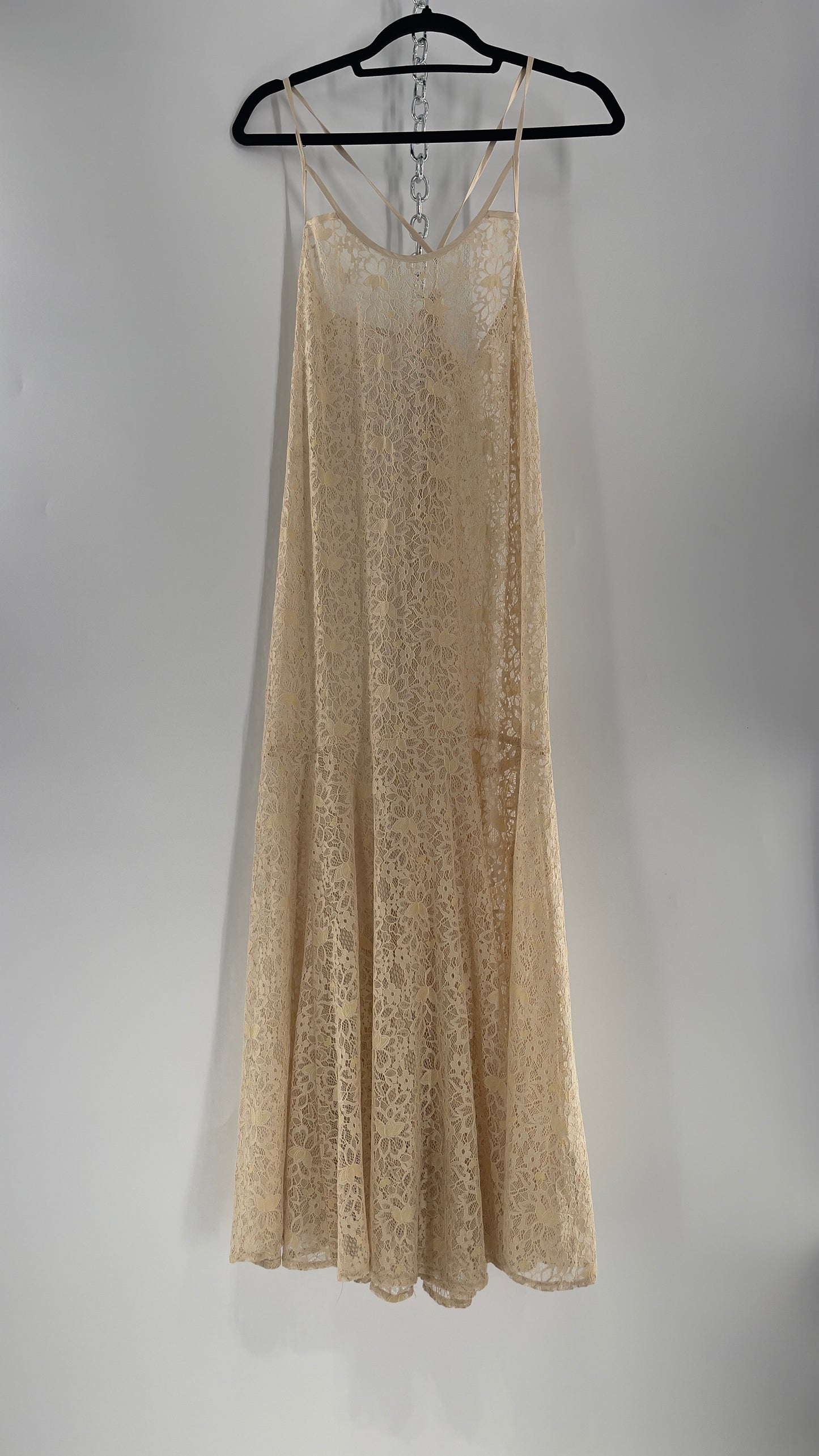 Intimately Free People Beige Lace Slip Maxi Dress (XS)