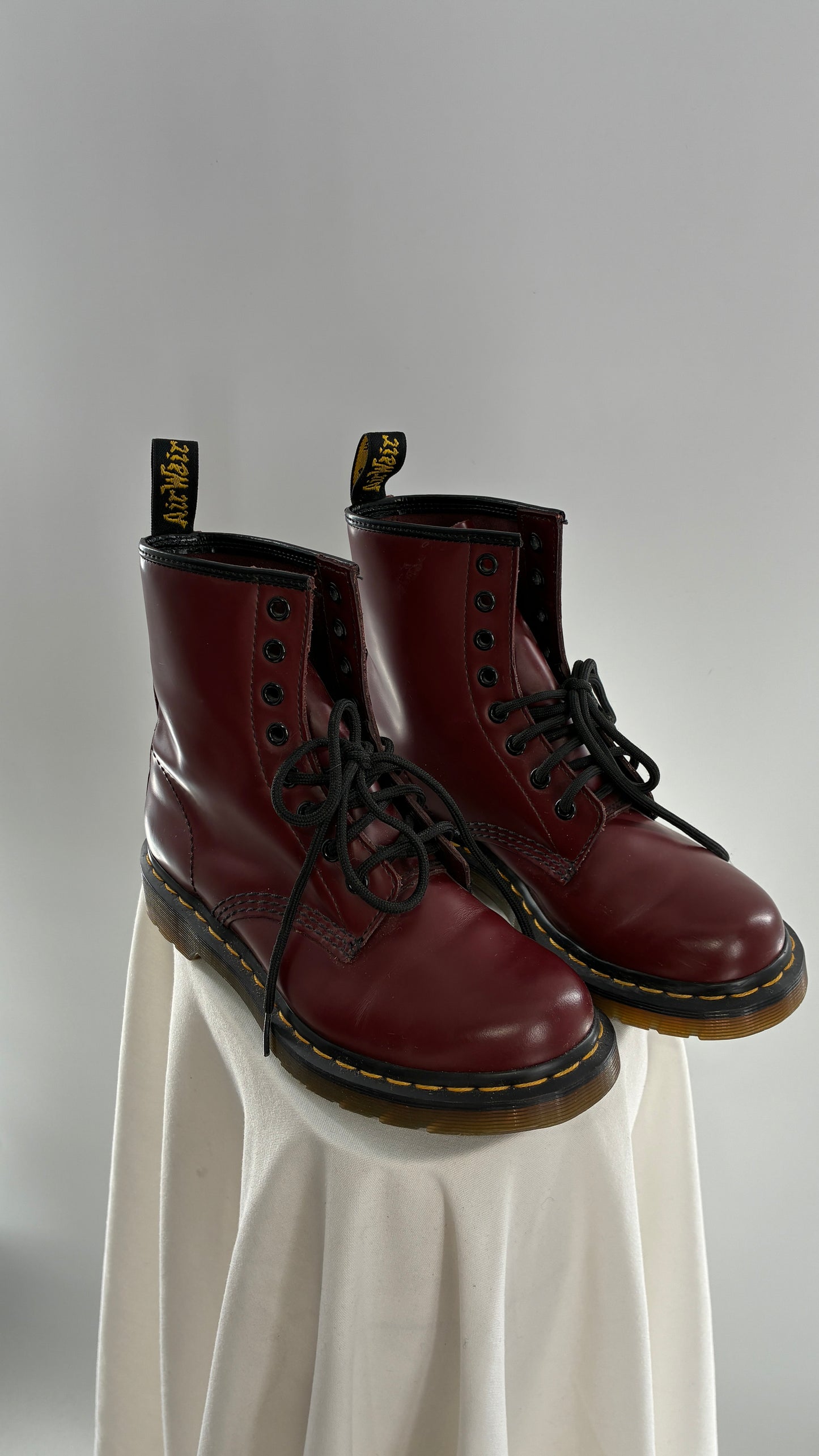 Vintage Dr. Martens Burgundy Maroon Combat Boots (6L)