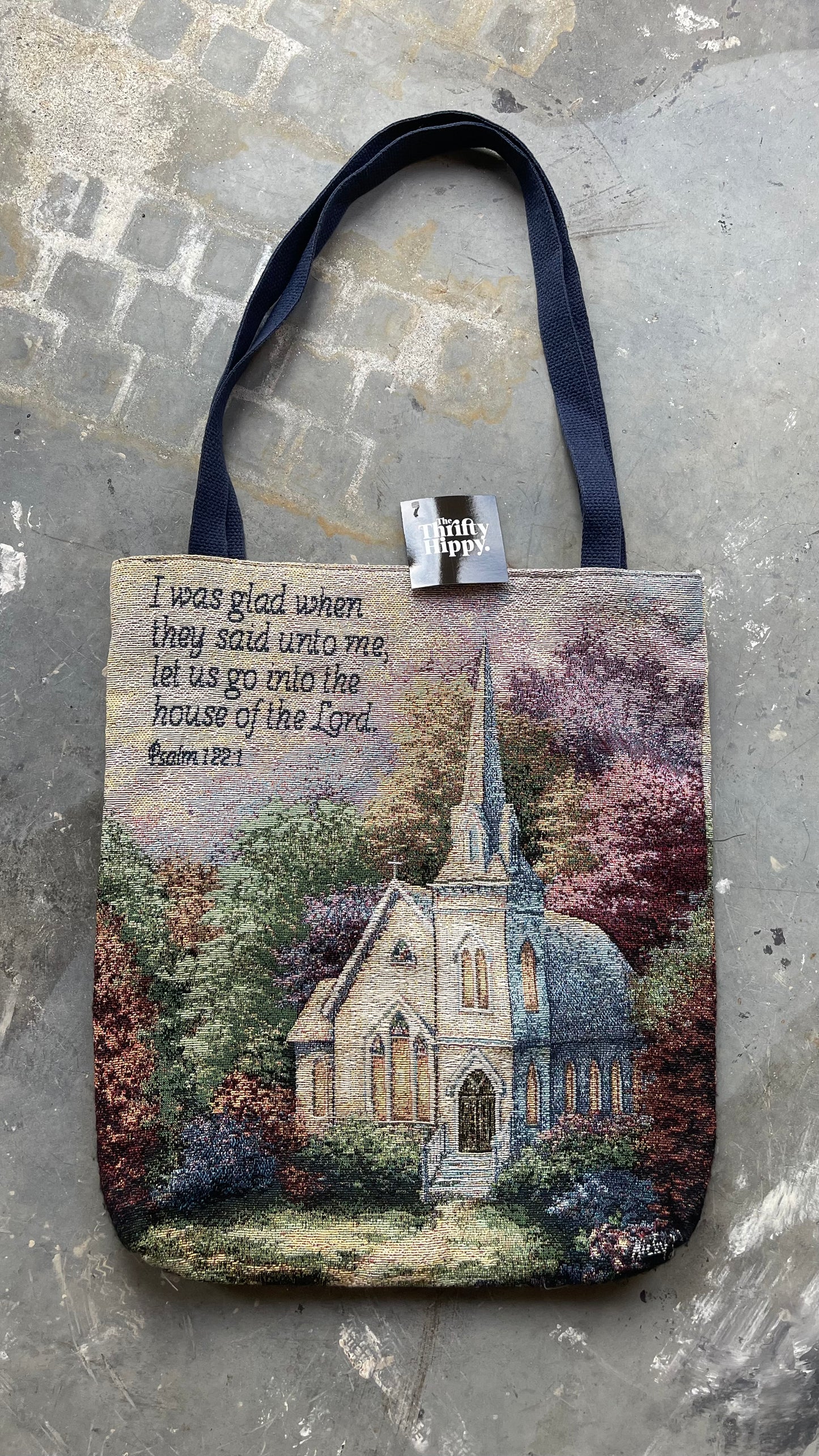 Vintage Dual Side Psalm Bible Verse Tapestry Tote Bag