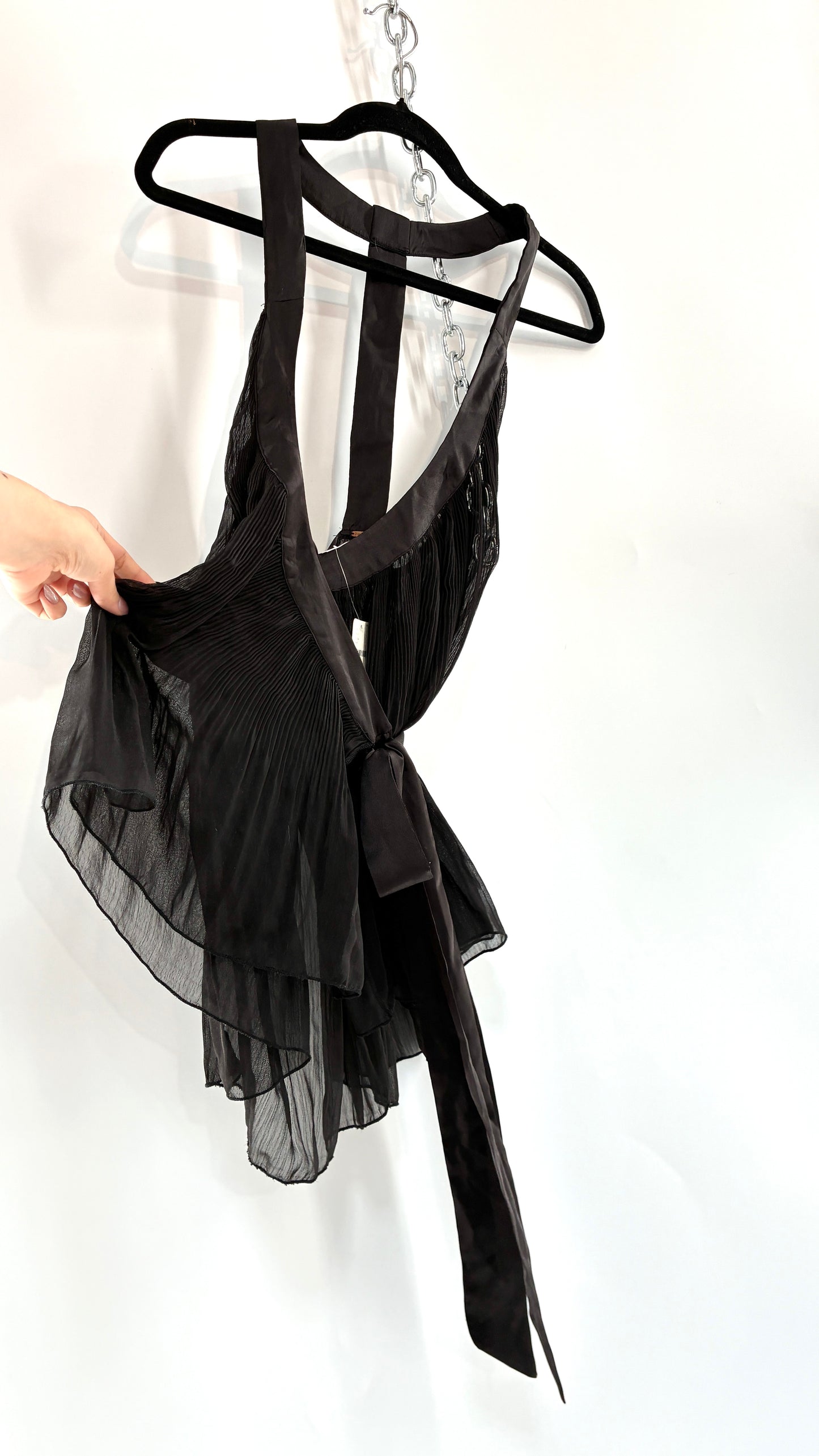 Intimately Free People Black Fluted Wrap Around Top (XS)