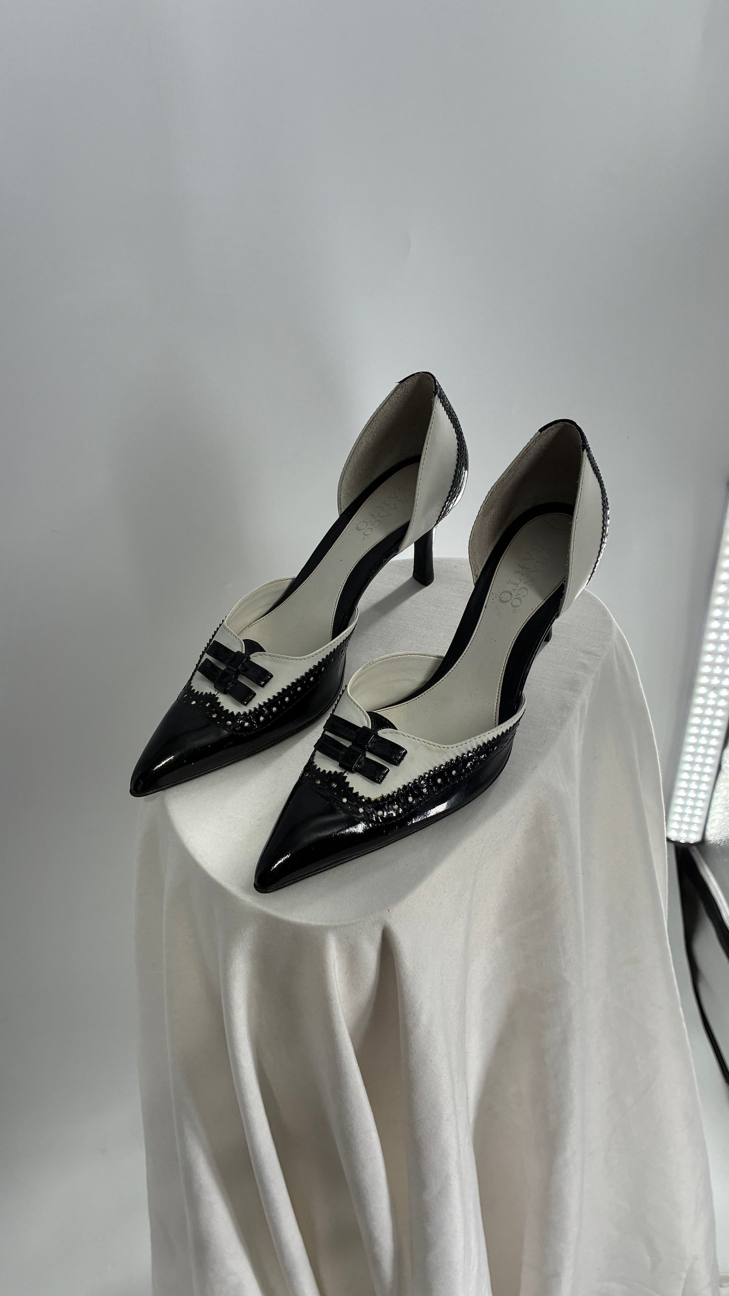 Vintage Franco Sarto Black and White Pointed Toe Tuxedo Heel (8)