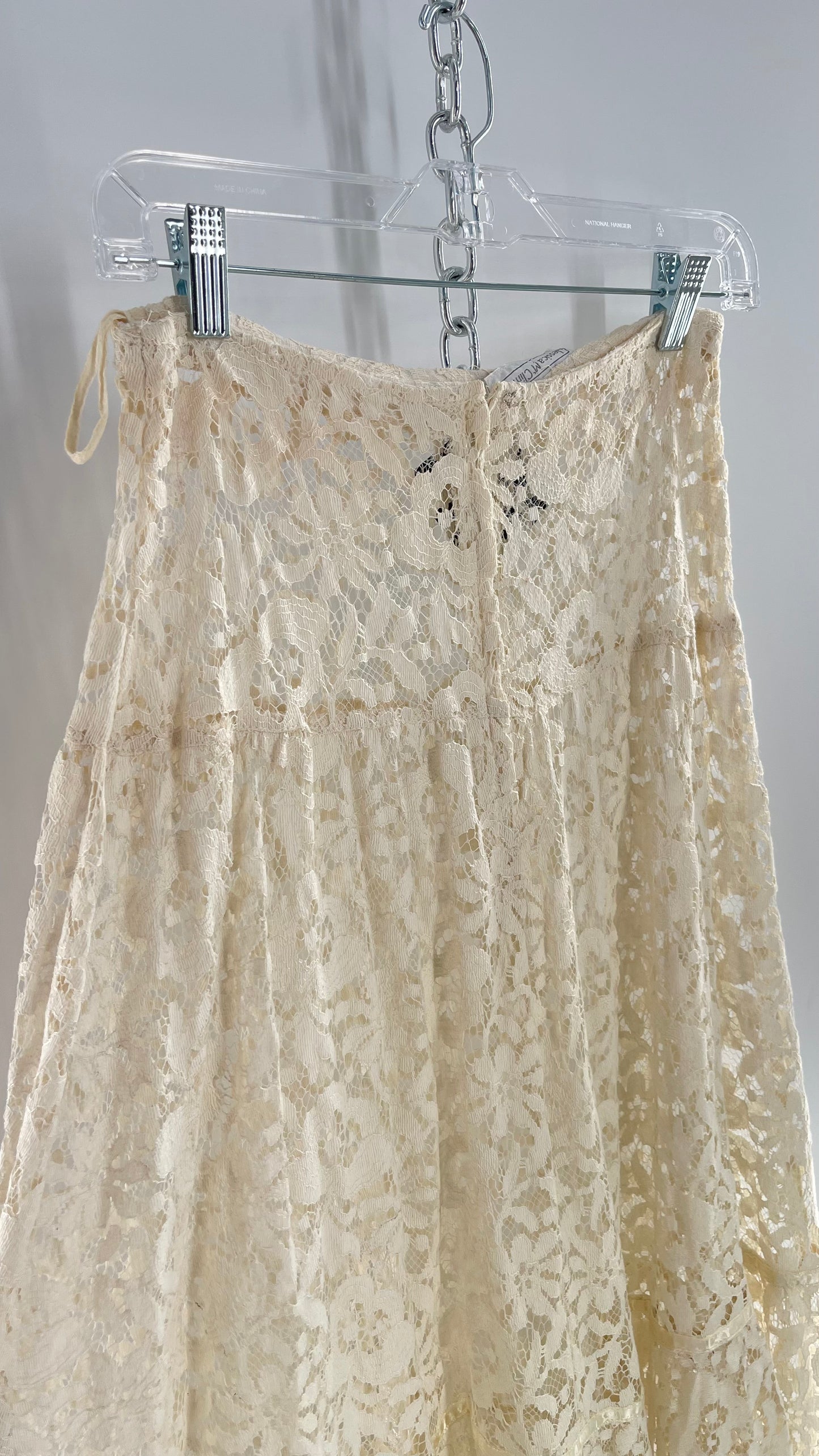 Vintage Jessica McClintock Delicate Off White Lace Skirt (7/8)