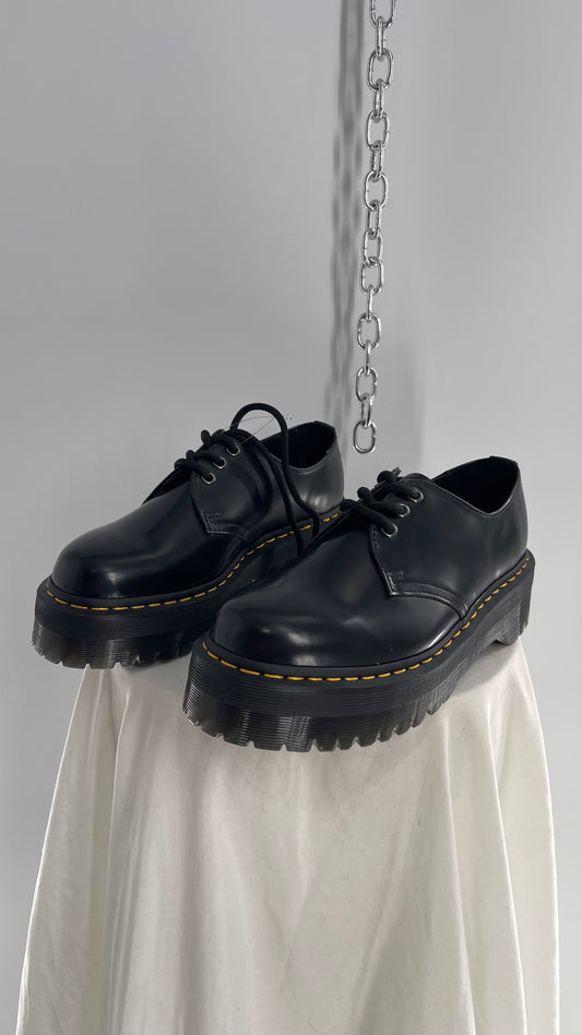 Dr.Martens Black Patent 1461 Quad li Leather Platform Oxfords (8.5L, 7.5M)