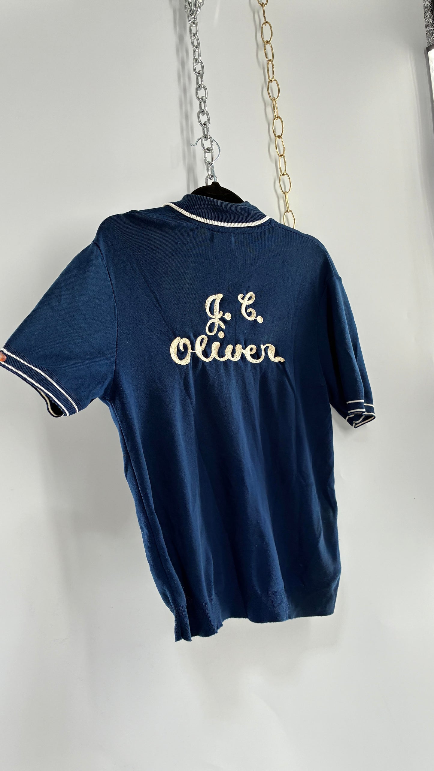 Vintage 1970s SEARS PBA Chain Stitch J.L. Oliver Bowling Polo (Medium)