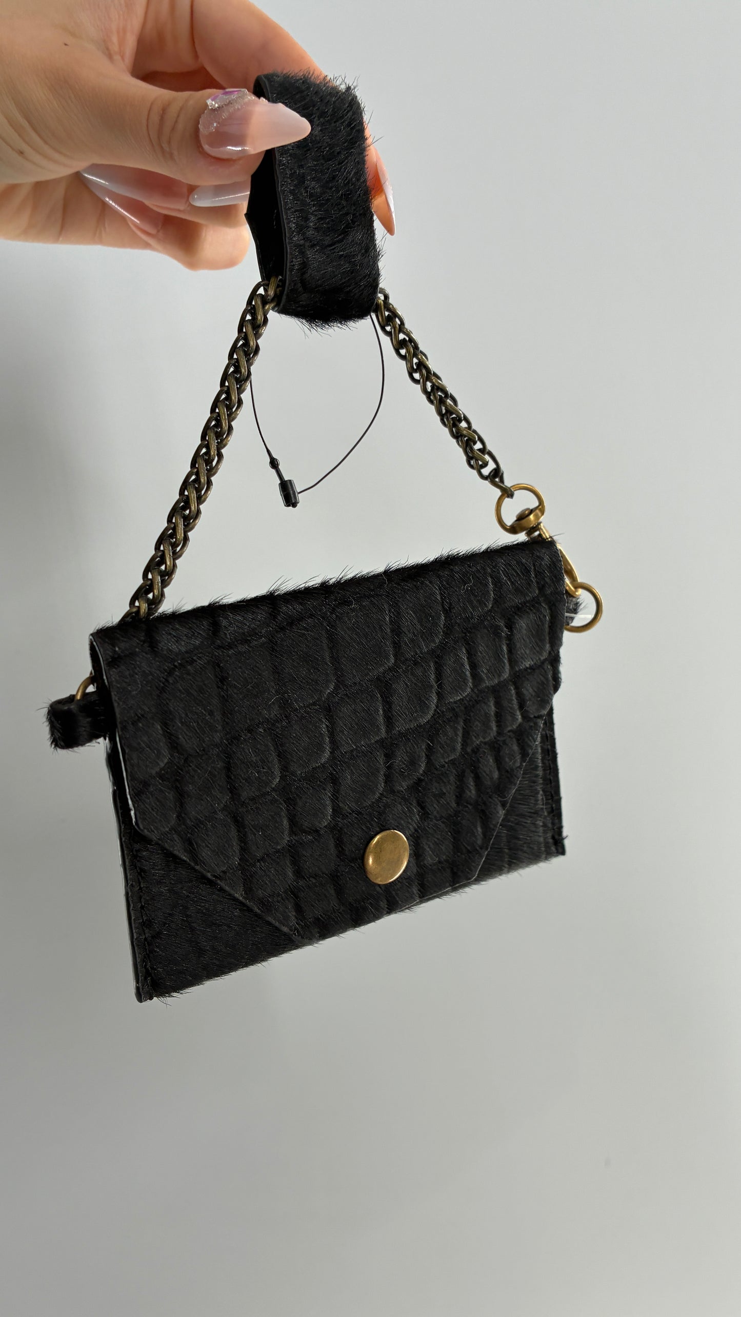 Free People Leather Belt Coin/Card Pouch with Brass Hardware