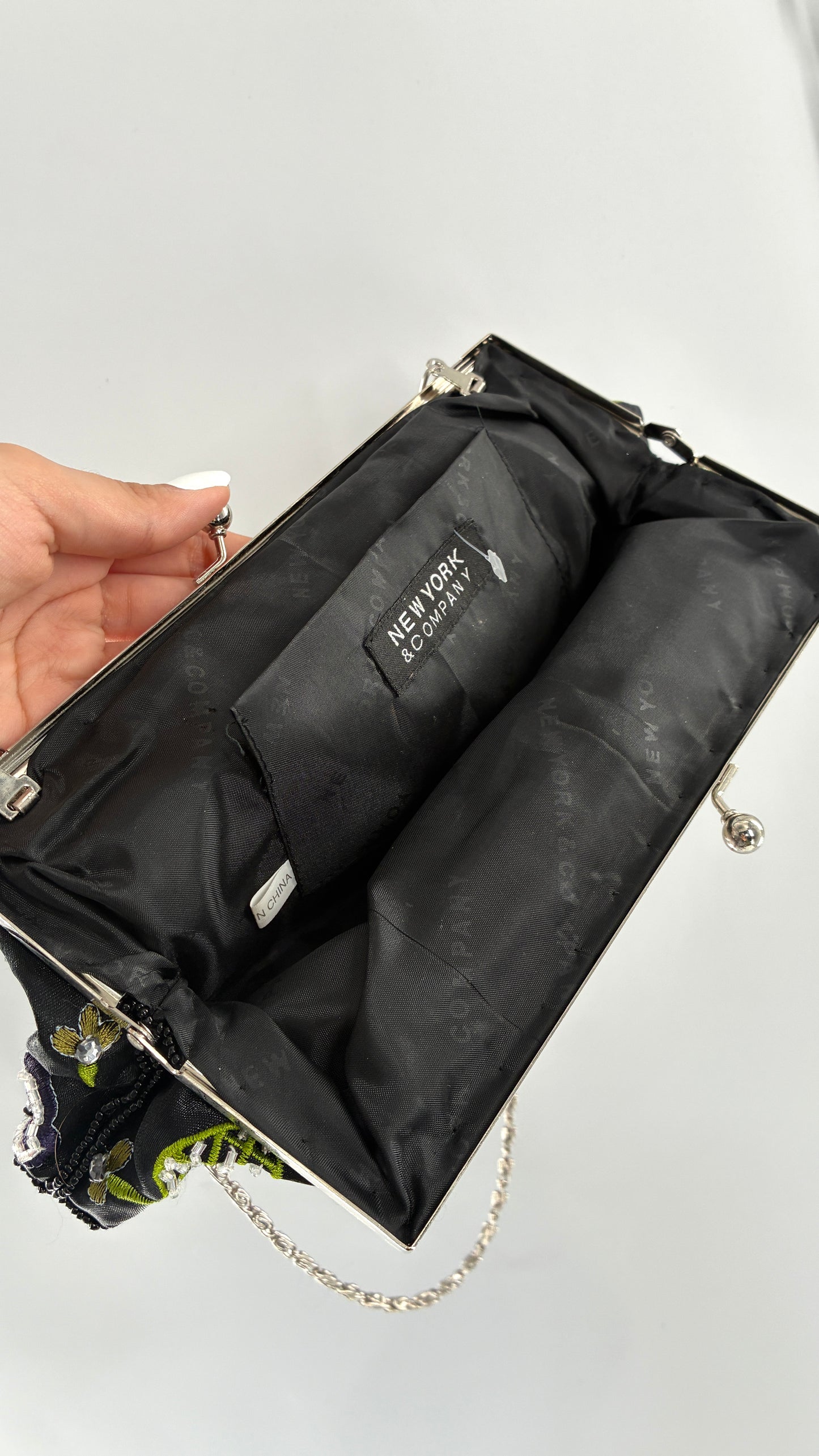 Vintage 1990s New York & Company Black Beaded Bag