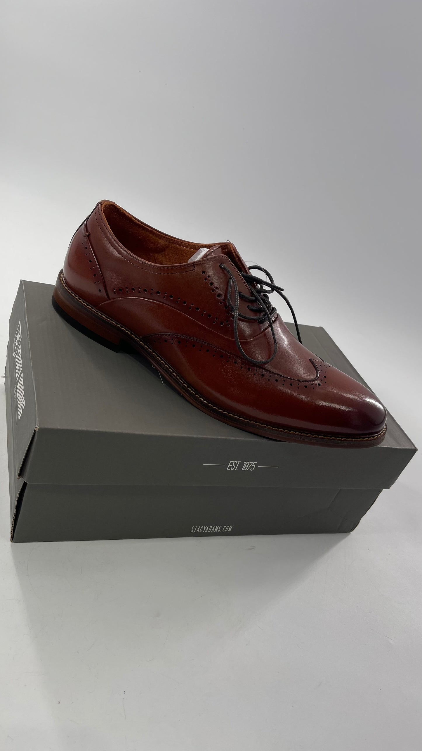 Stacy Adam’s Cognac Leather Brown MacArthur Oxford Dress Shoes (9)