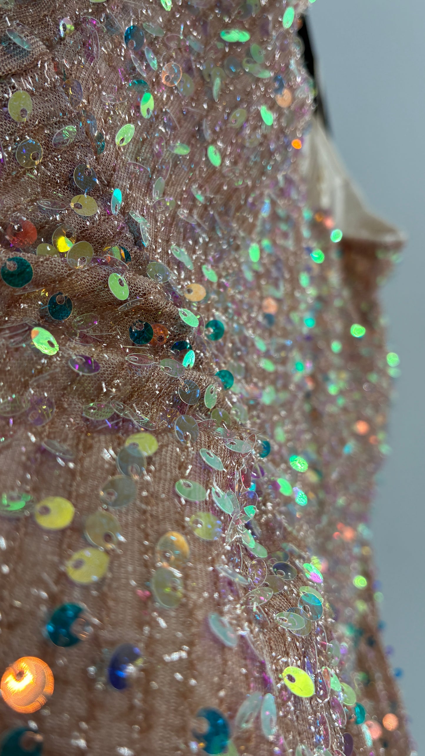 Nude Sequin Pointed Hem Mini Dress (L)