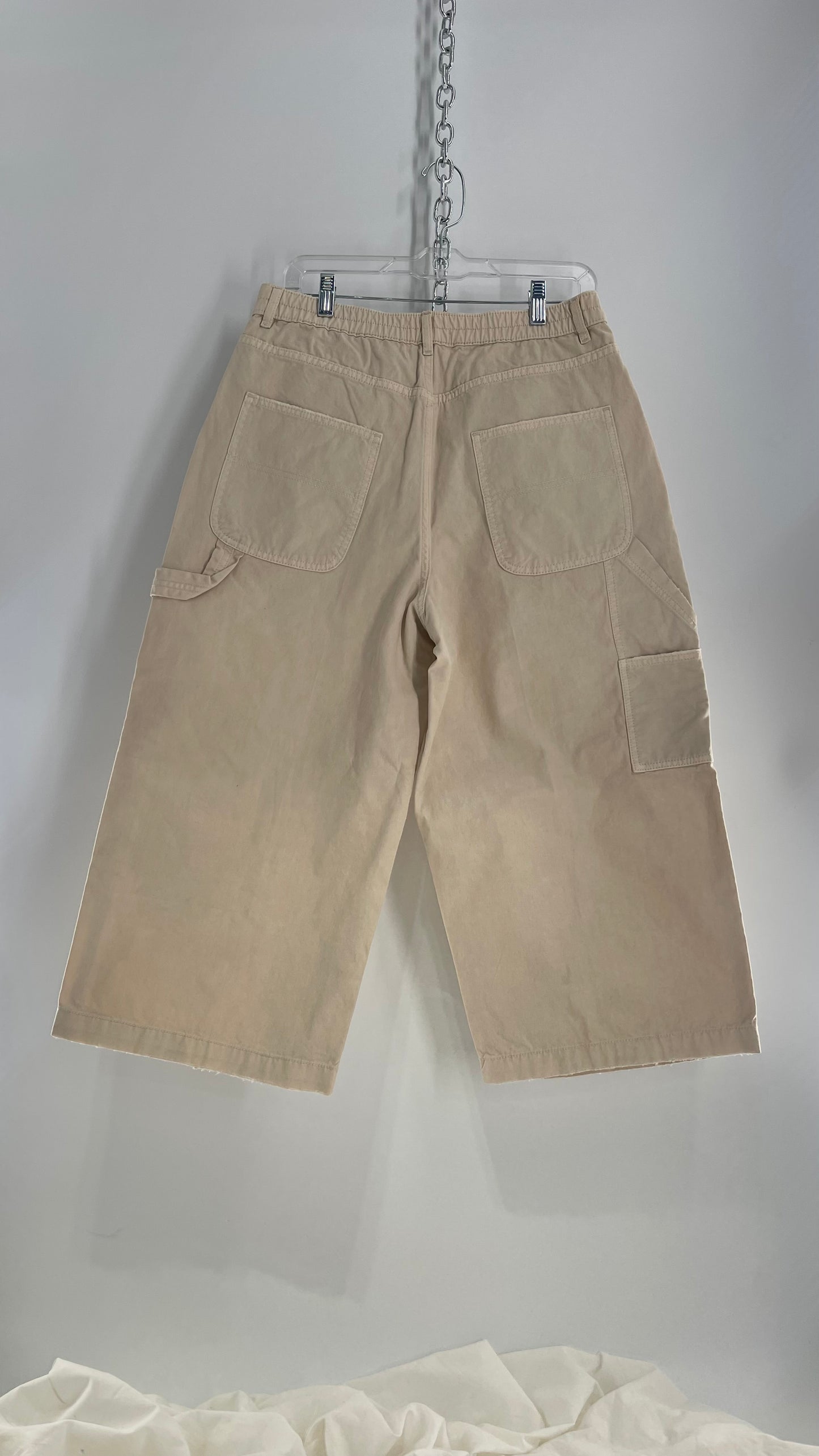 BDG Cropped Beige Baggy Wide Leg Cargos (6)